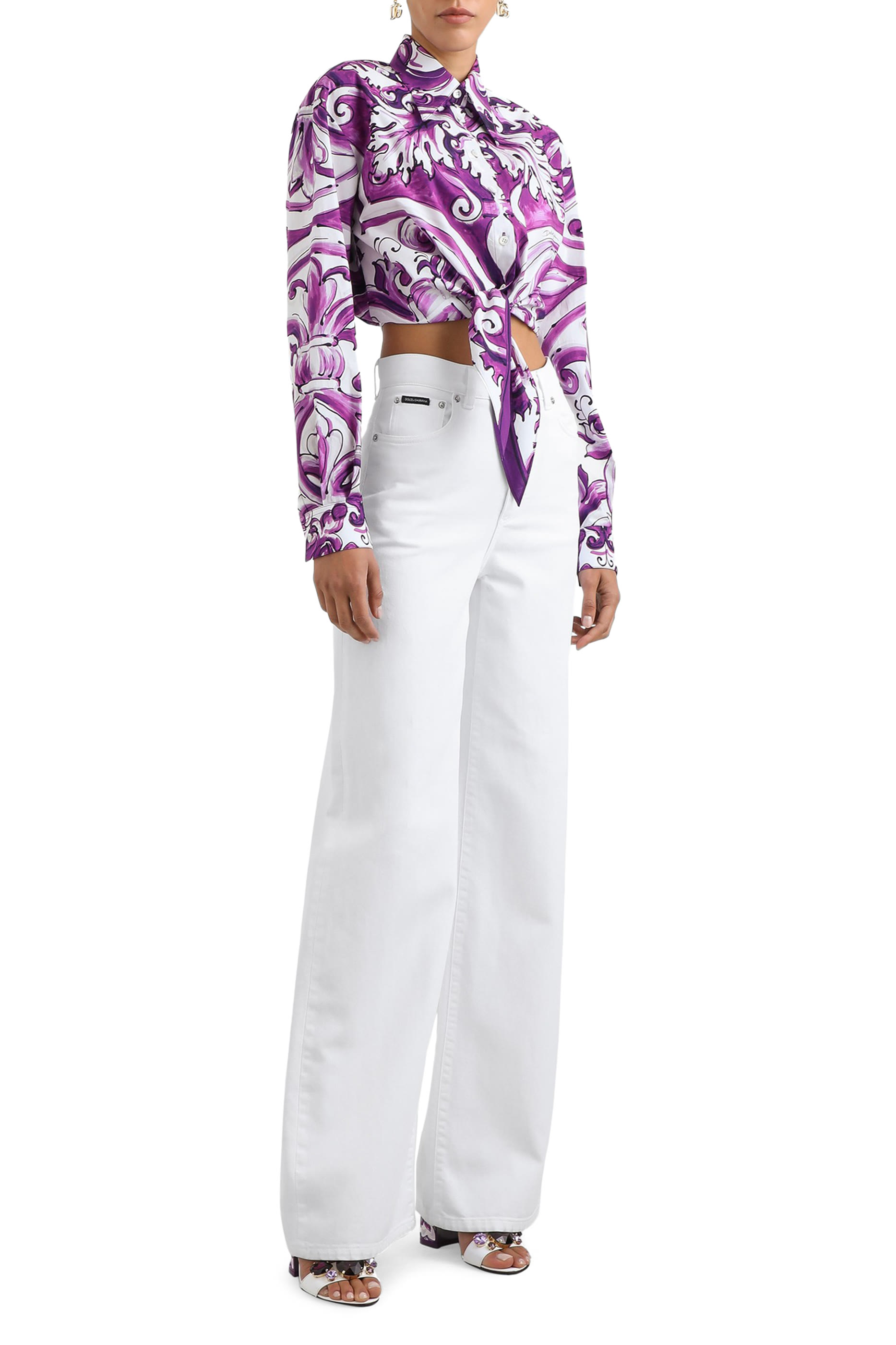 قميص بنقشة مايولكا بوبلين