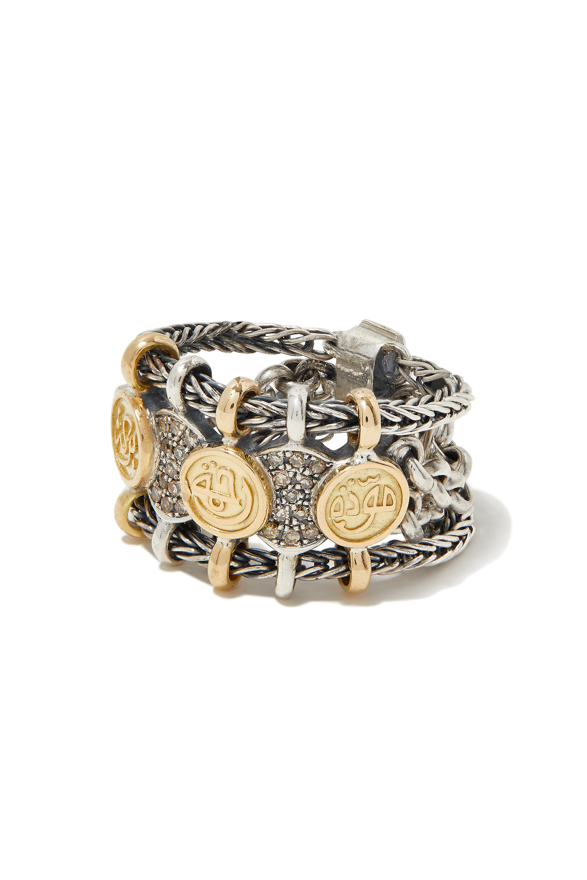 خاتم بلسينجز بحلقات ذهب عيار 18 قيراط وفضة إسترلينية