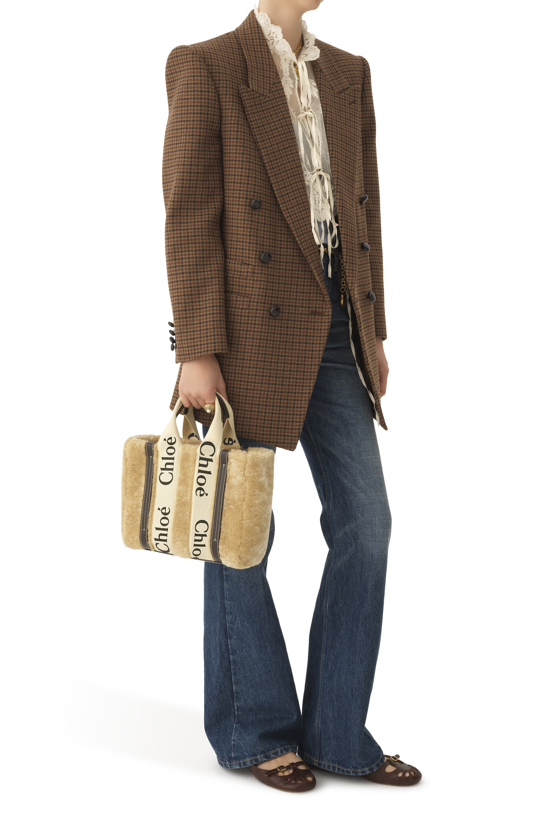 حقيبة يد وودي صغيرة فرو غنم