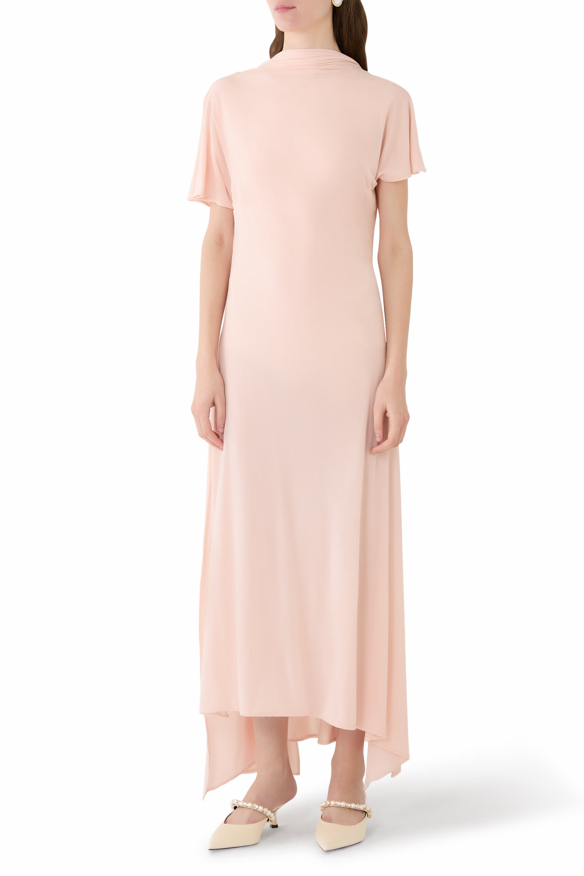 فستان متوسط الطول مزين بوشاح