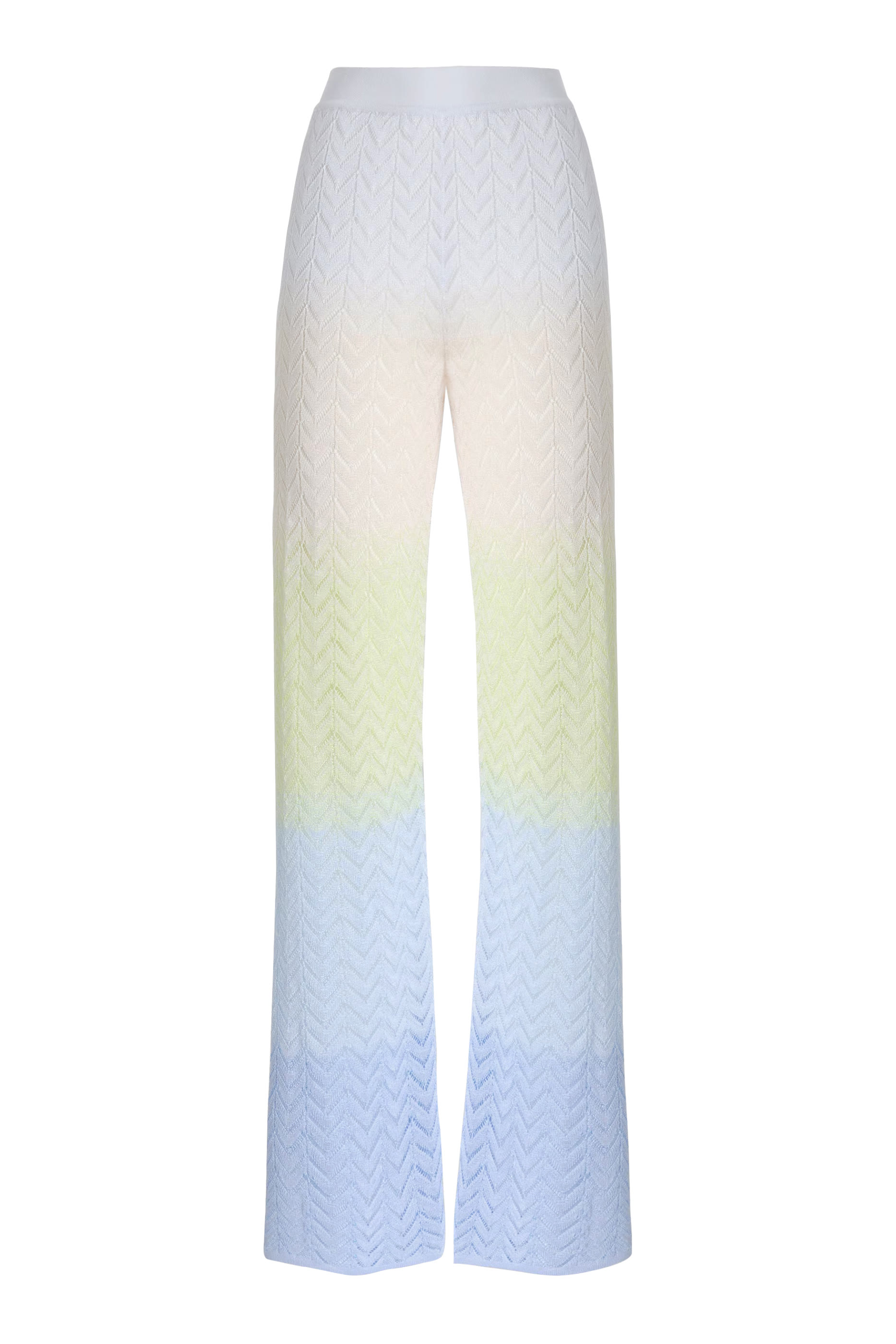 بنطال بقصة ساق واسعة ونقشة خطوط متعرجة شيفرون بلون متدرج