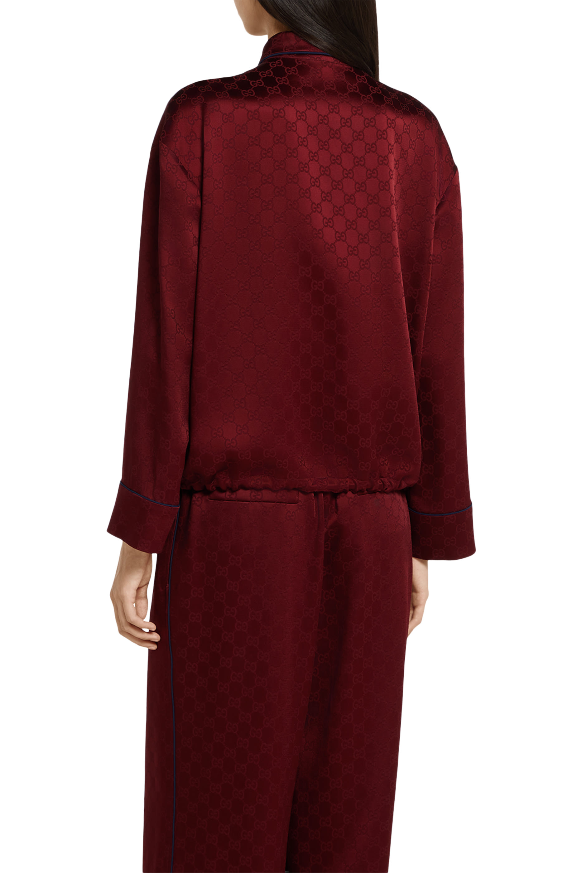 قميص بربطة عند الخصر ساتان بشعار الماركة