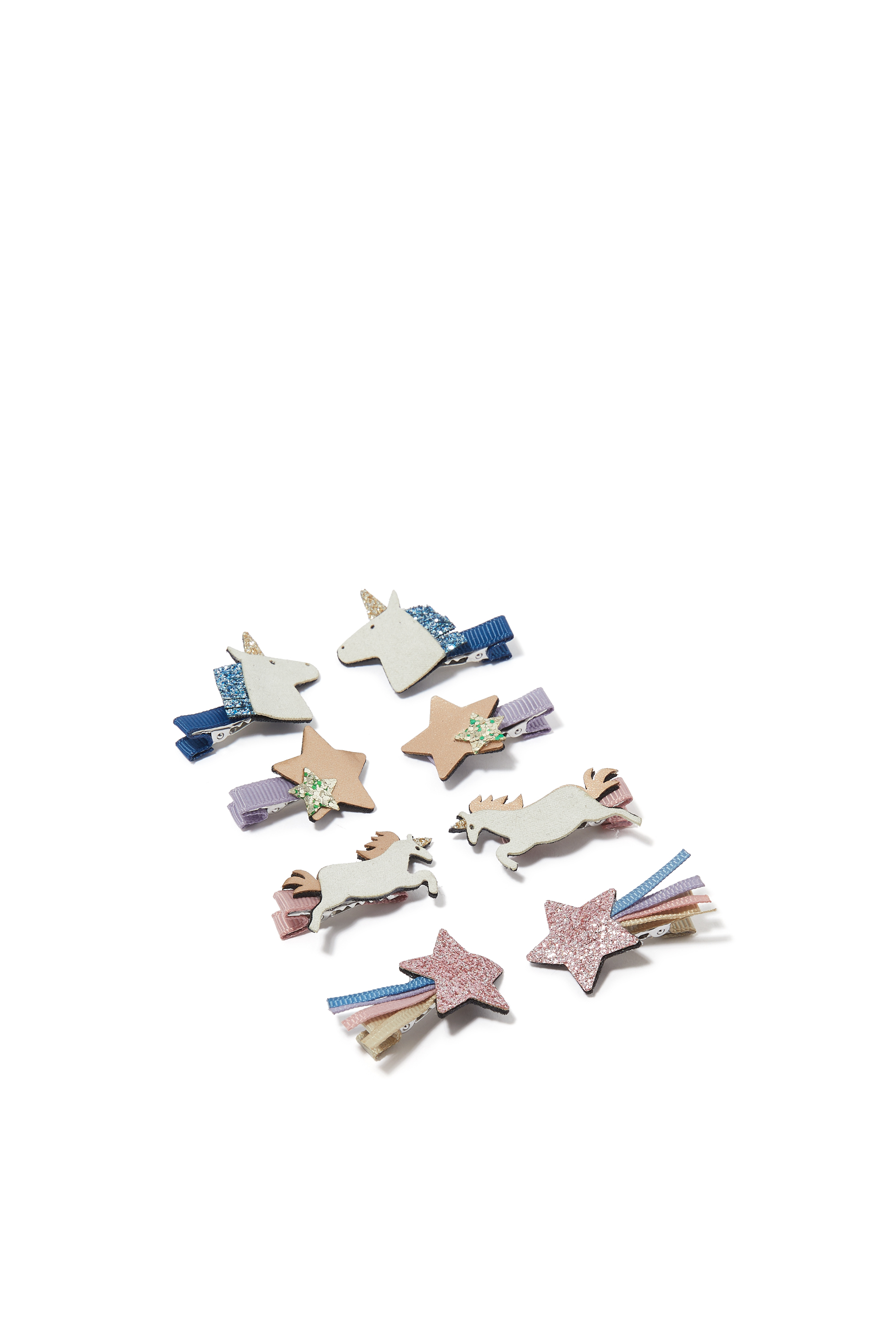 طقم مشابط شعر صغيرة بتصميم يونيكورن 8 قطع