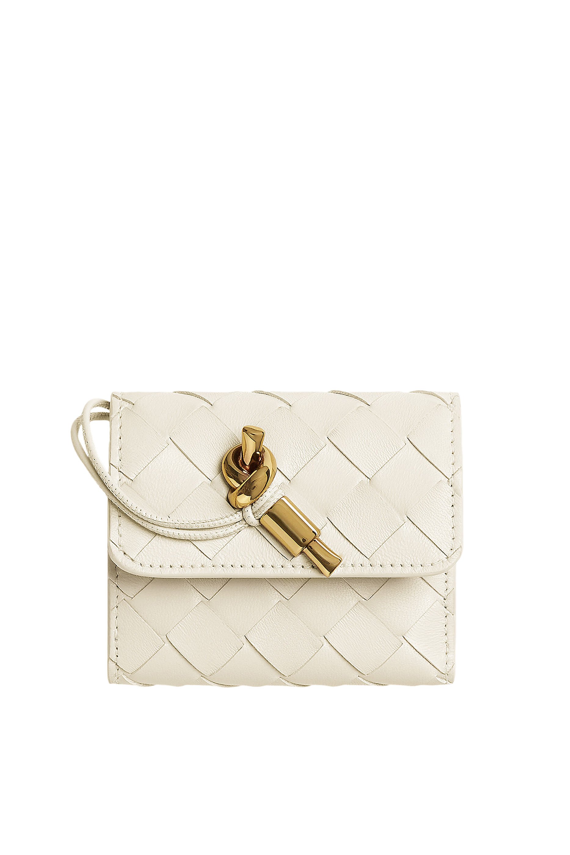 محفظة أنديامو ثلاثية الطي بسحاب جلد عجل مجدول