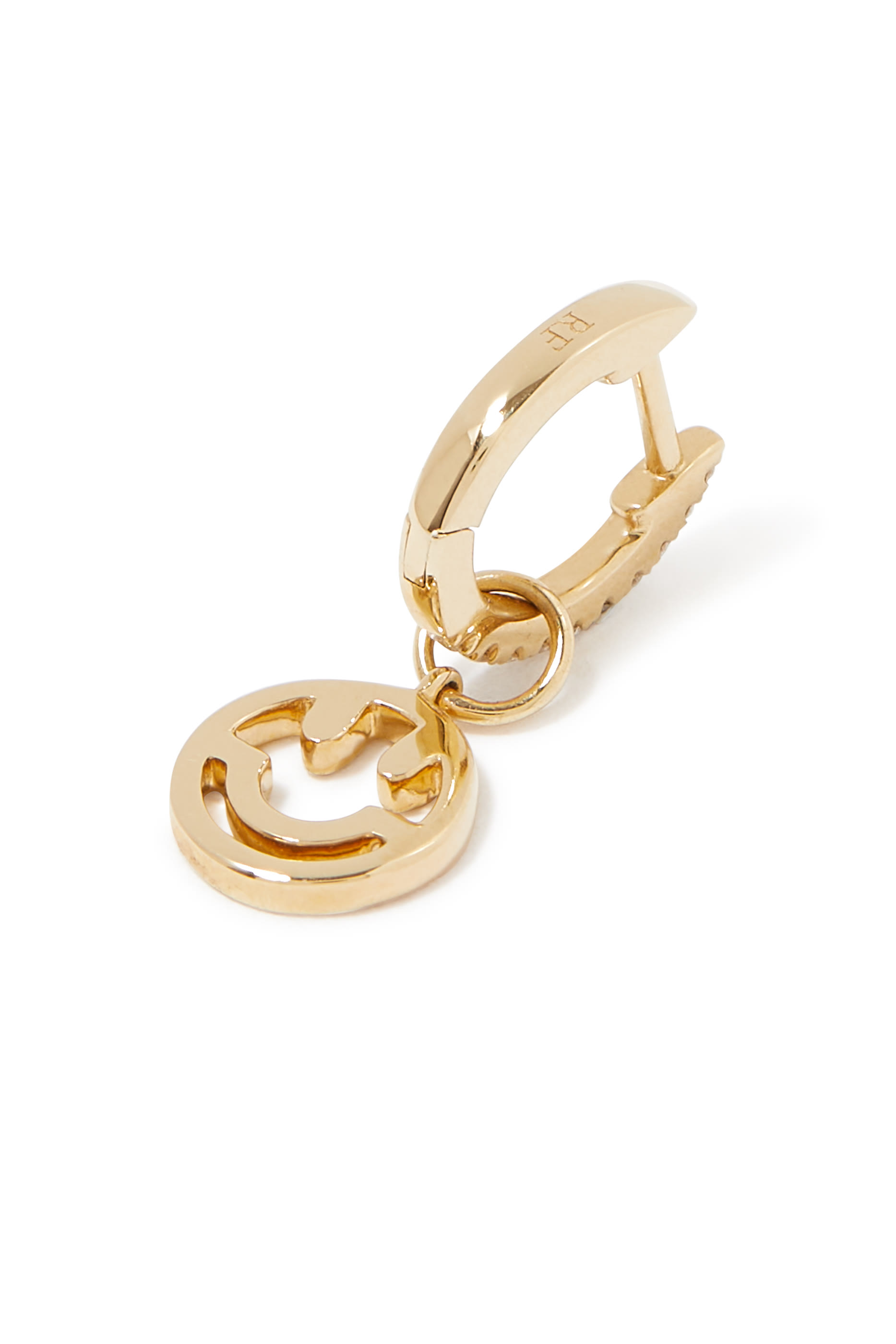 قرط متدلي بتصميم سمايلي فايس مرصع بالماس