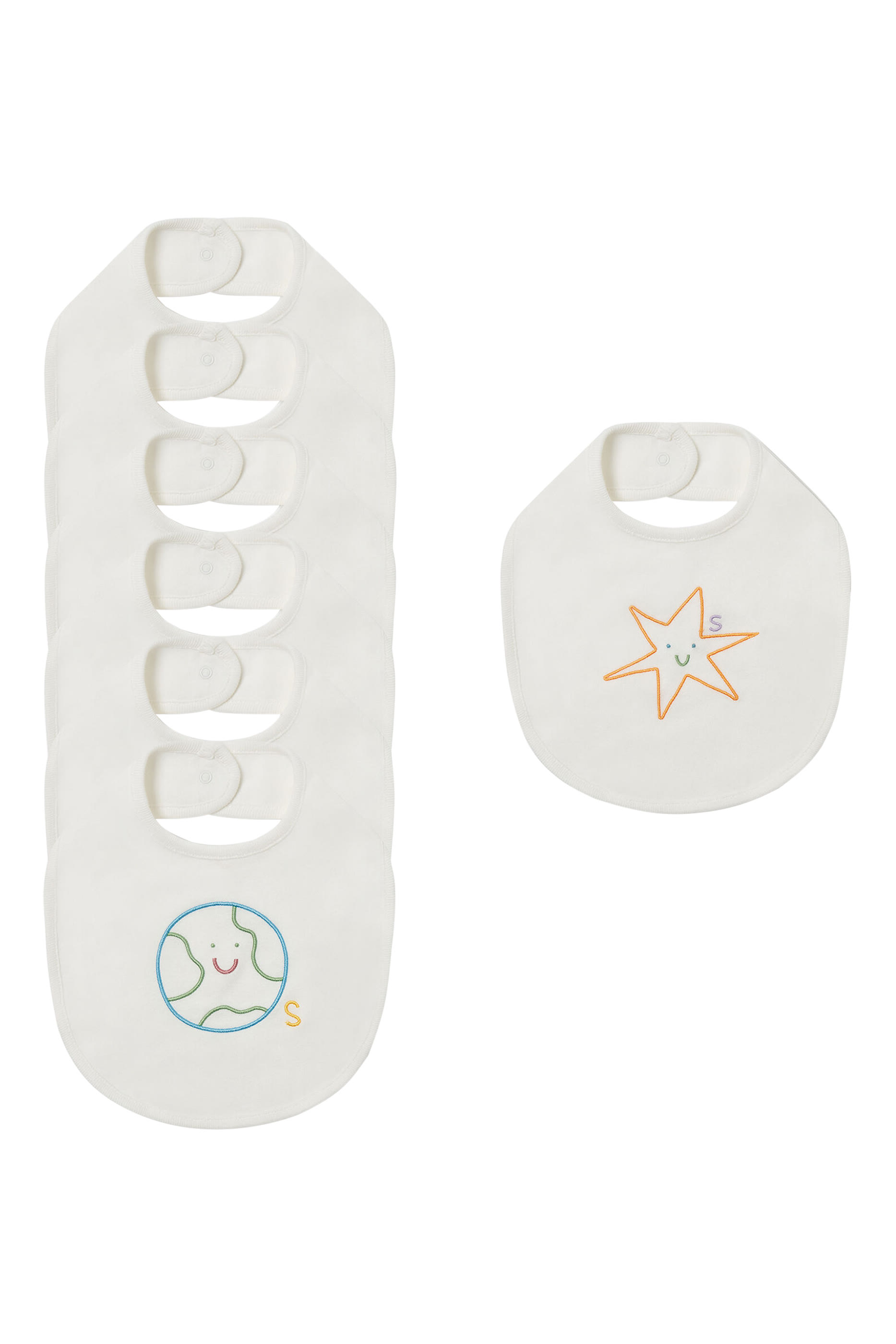Kids Planets Embroidered Bibs Set