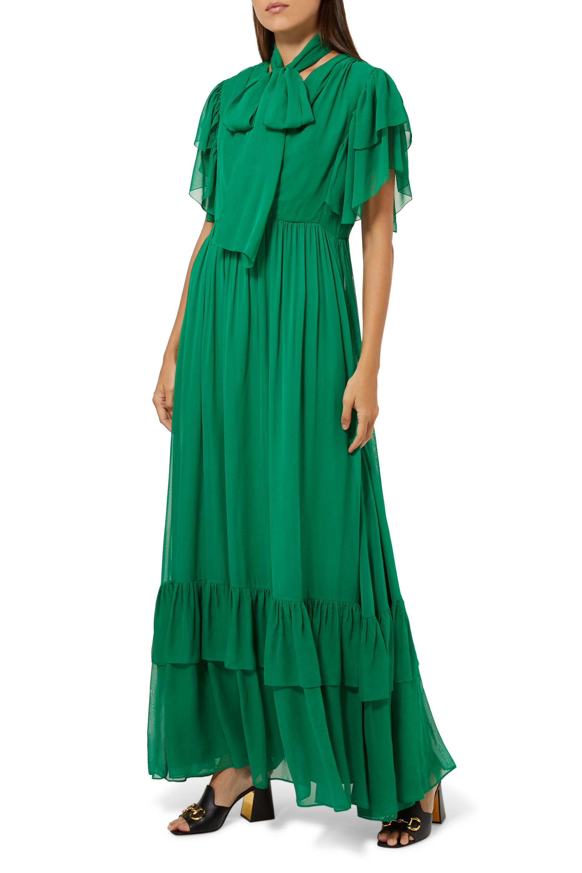 فستان اورغاندي شيفون بكشكش