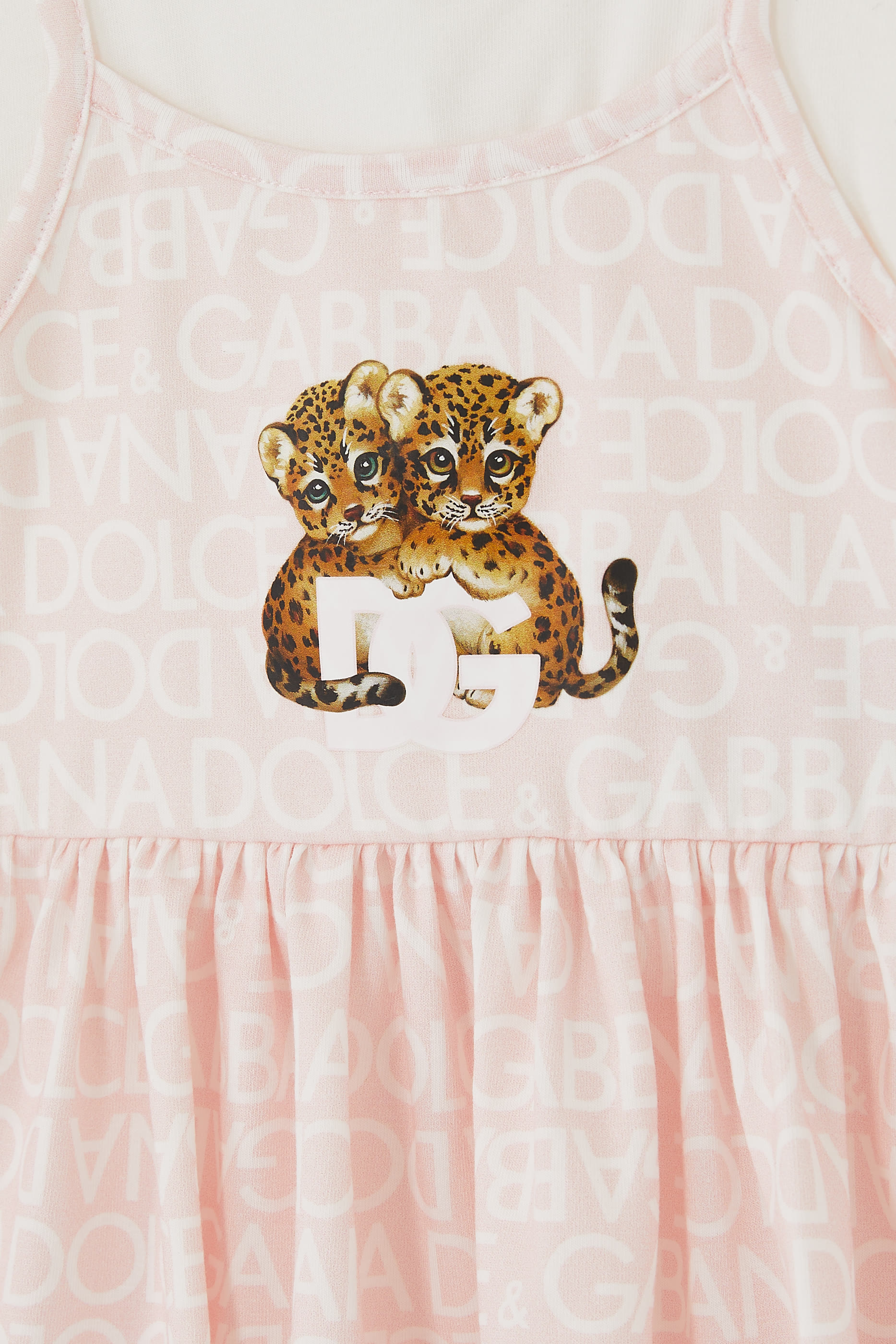 فستان بنمط تيشيرت بطبعات شعار الماركة للأطفال