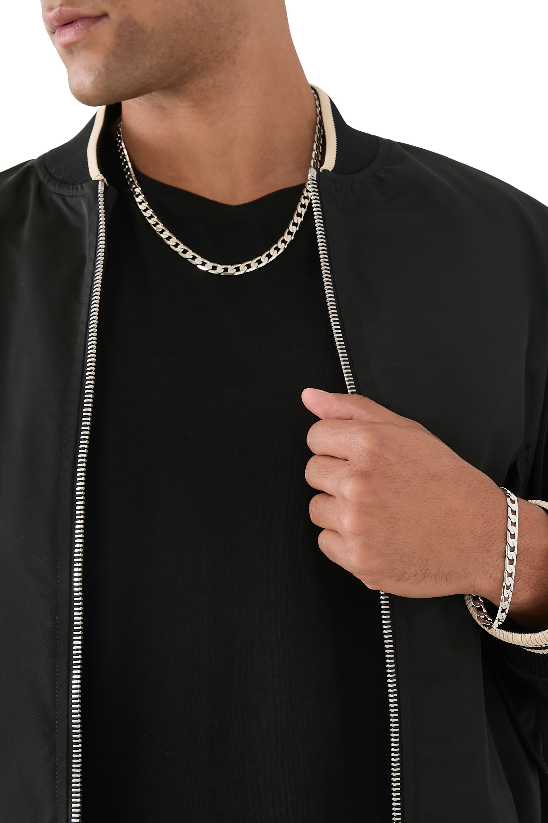 سوار بسلسلة بحلقات بنمط كوبي، فضة إسترلينية 925