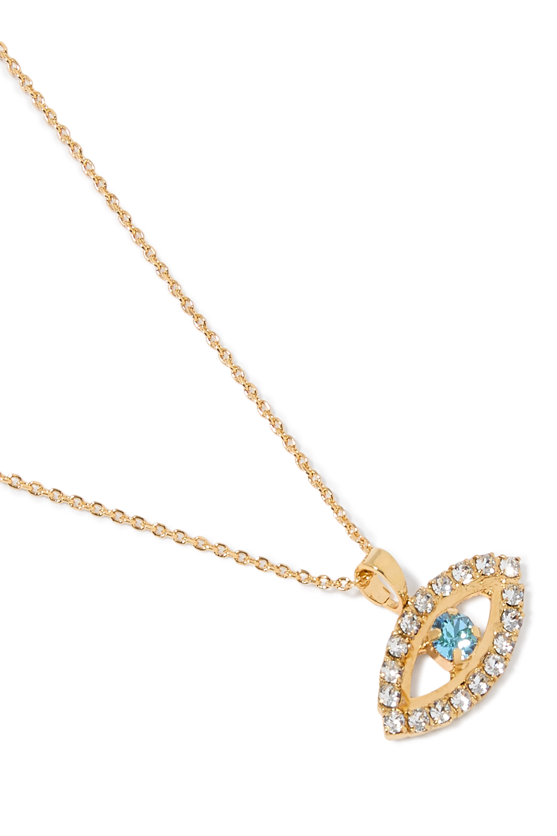 قلادة بعين غريك مرصعة بكريستال، طلاء ذهب عيار 18