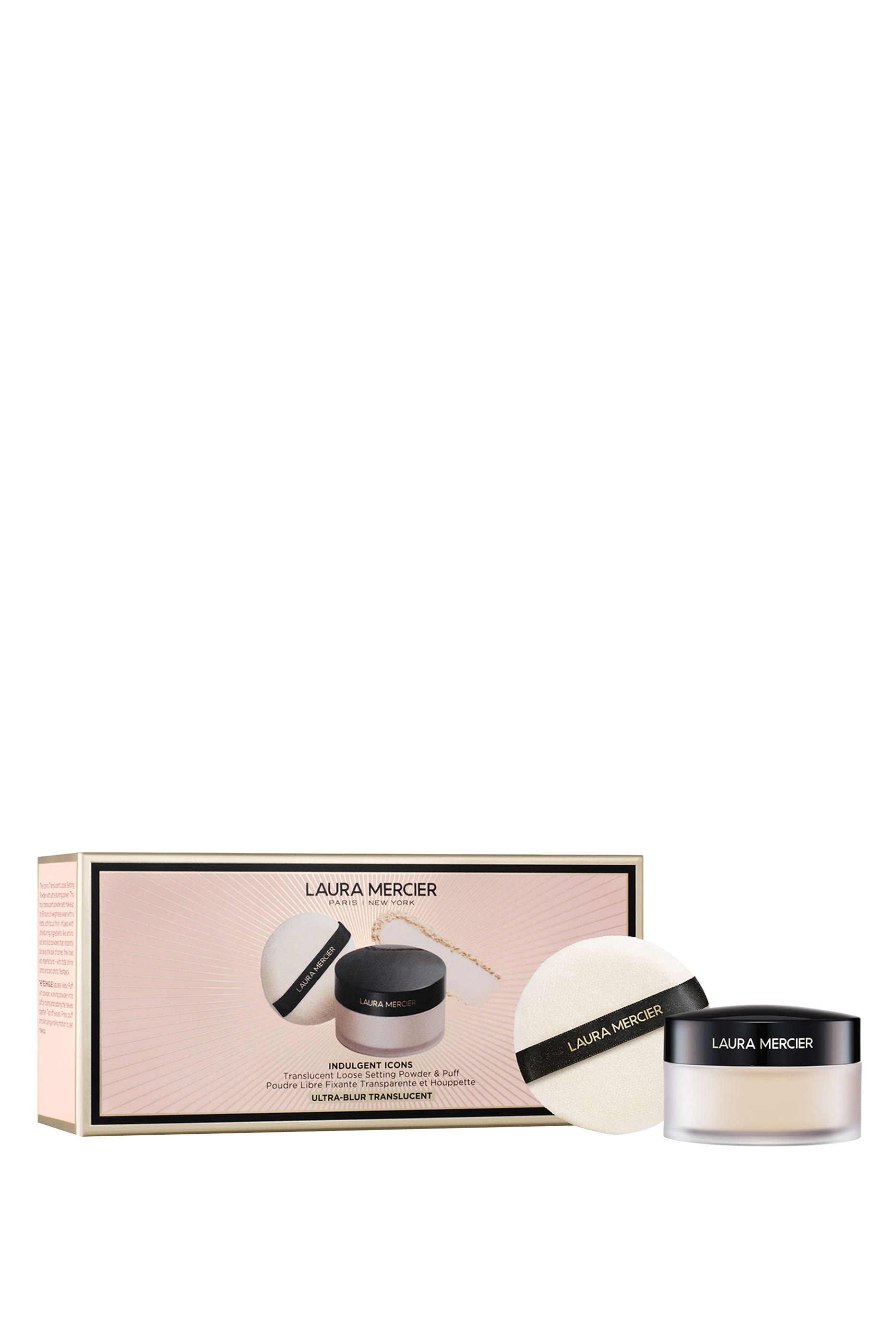 بودرة سائبة شفافة اندلجنت ايكونز لتثبيت المكياج وإسفنجة