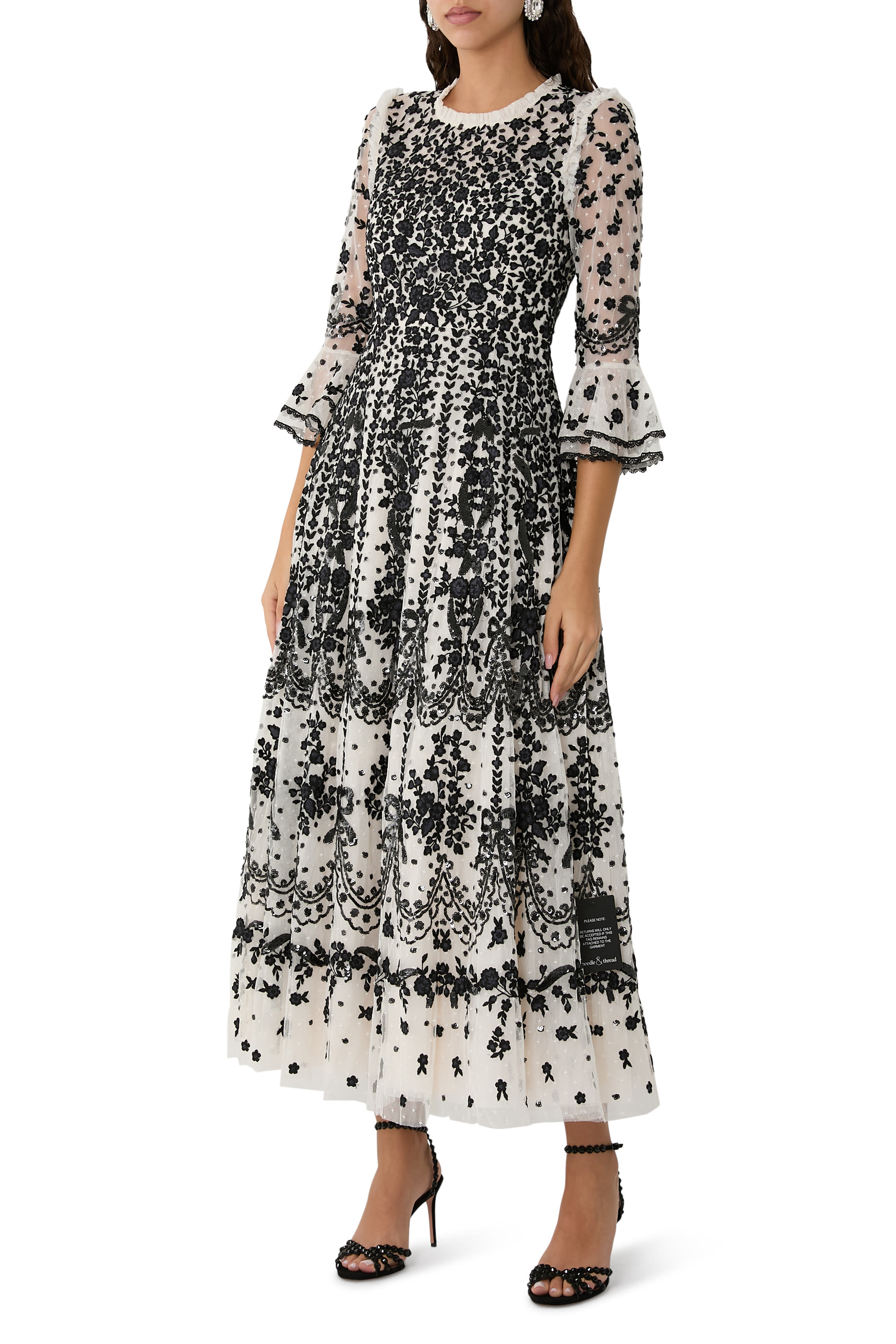 فستان سهرة أديلين بطول الكاحل وبياقة مستديرة