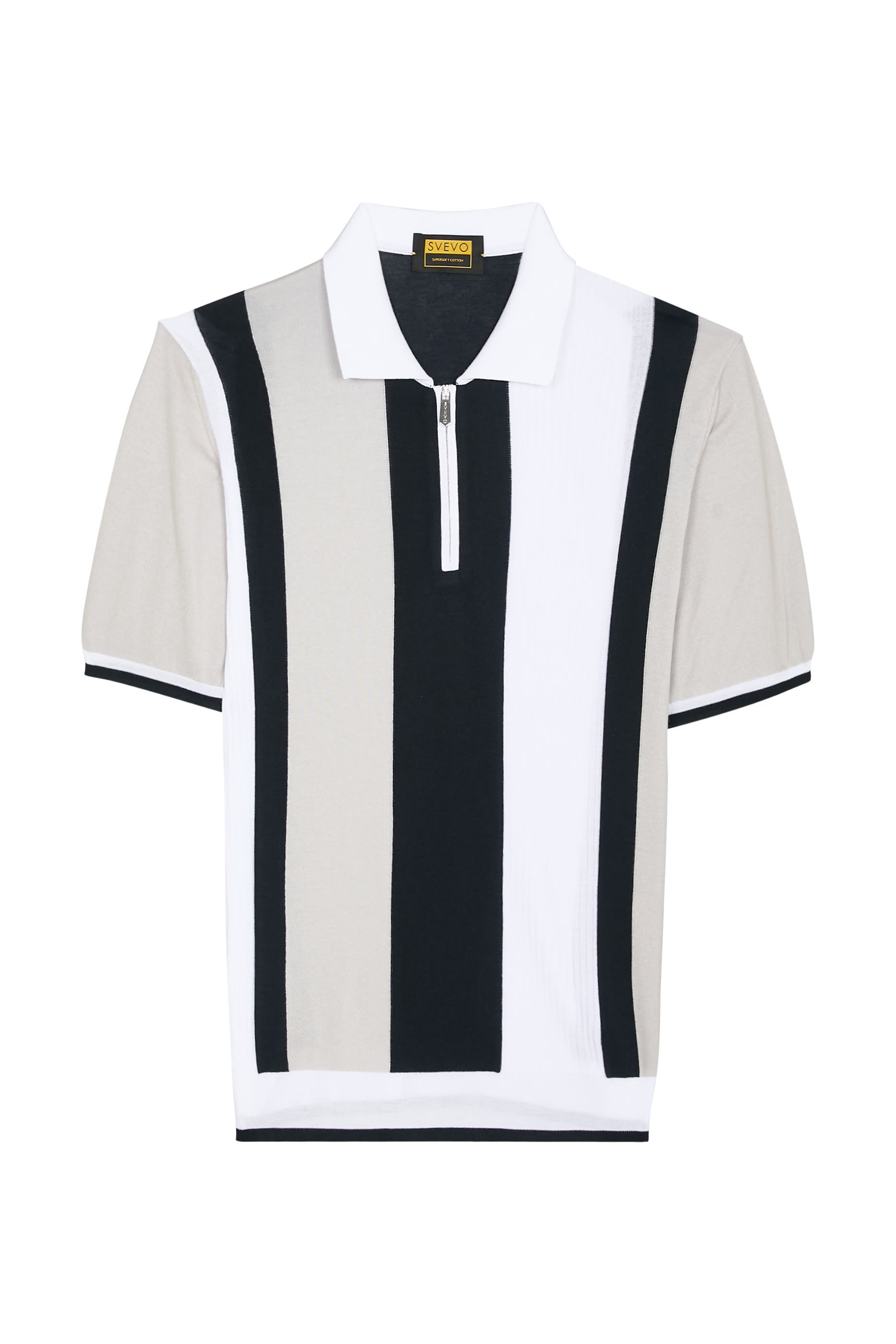 قميص بولو مخطط بنصف سحاب