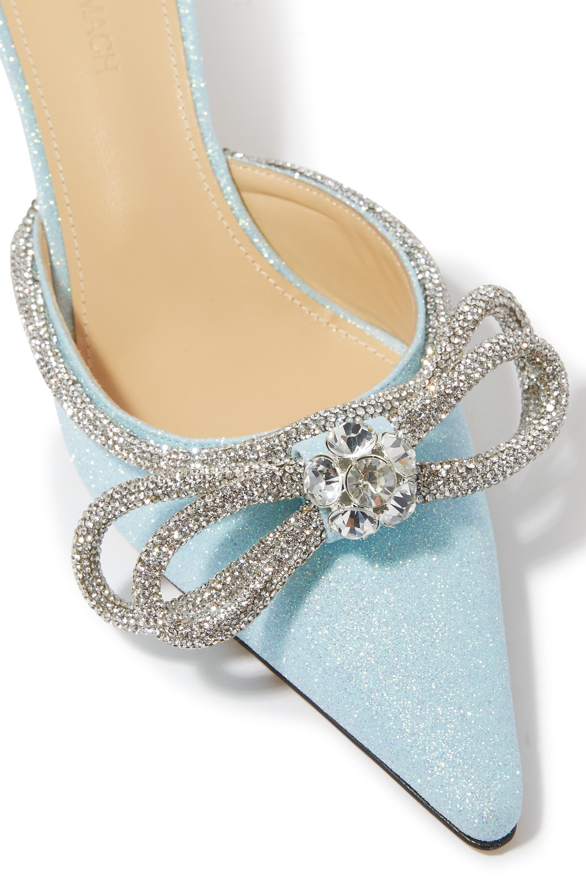 حذاء مفتوح من الخلف مزين بعقدة مزدوجة مزينة بغليتر