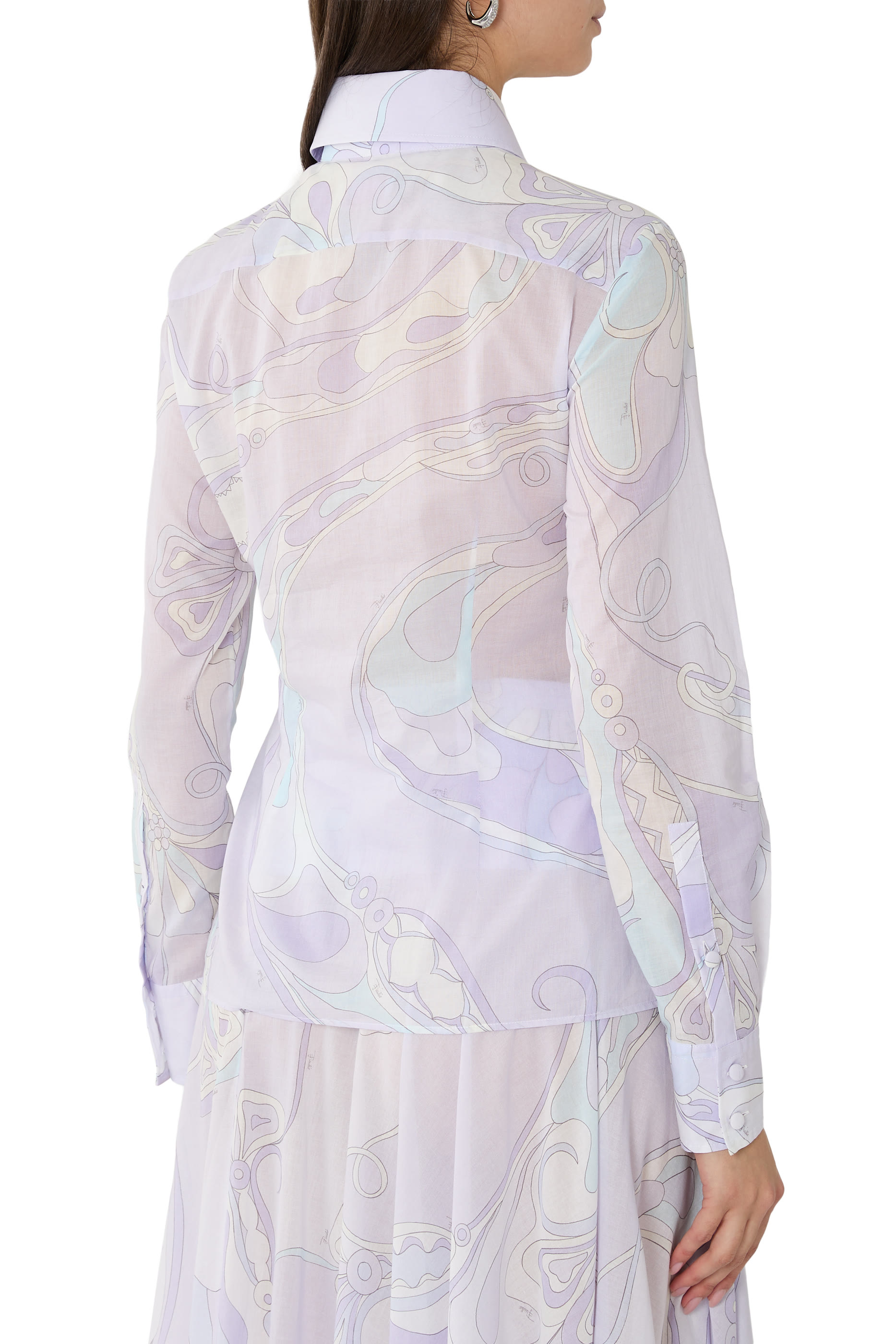 قميص بنقشة أوركيدي قطن