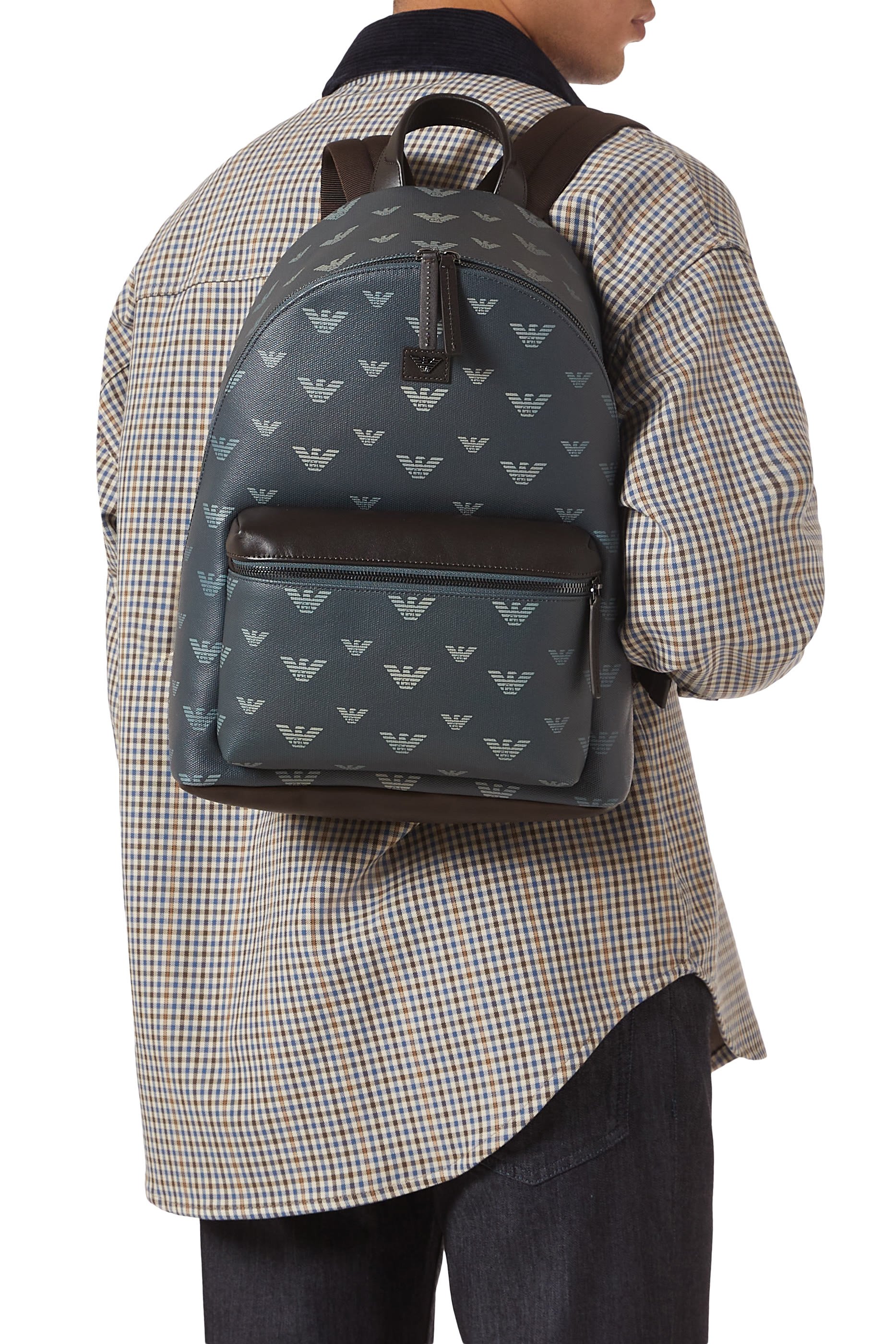 حقيبة ظهر مستديرة قماش قنب مطلي