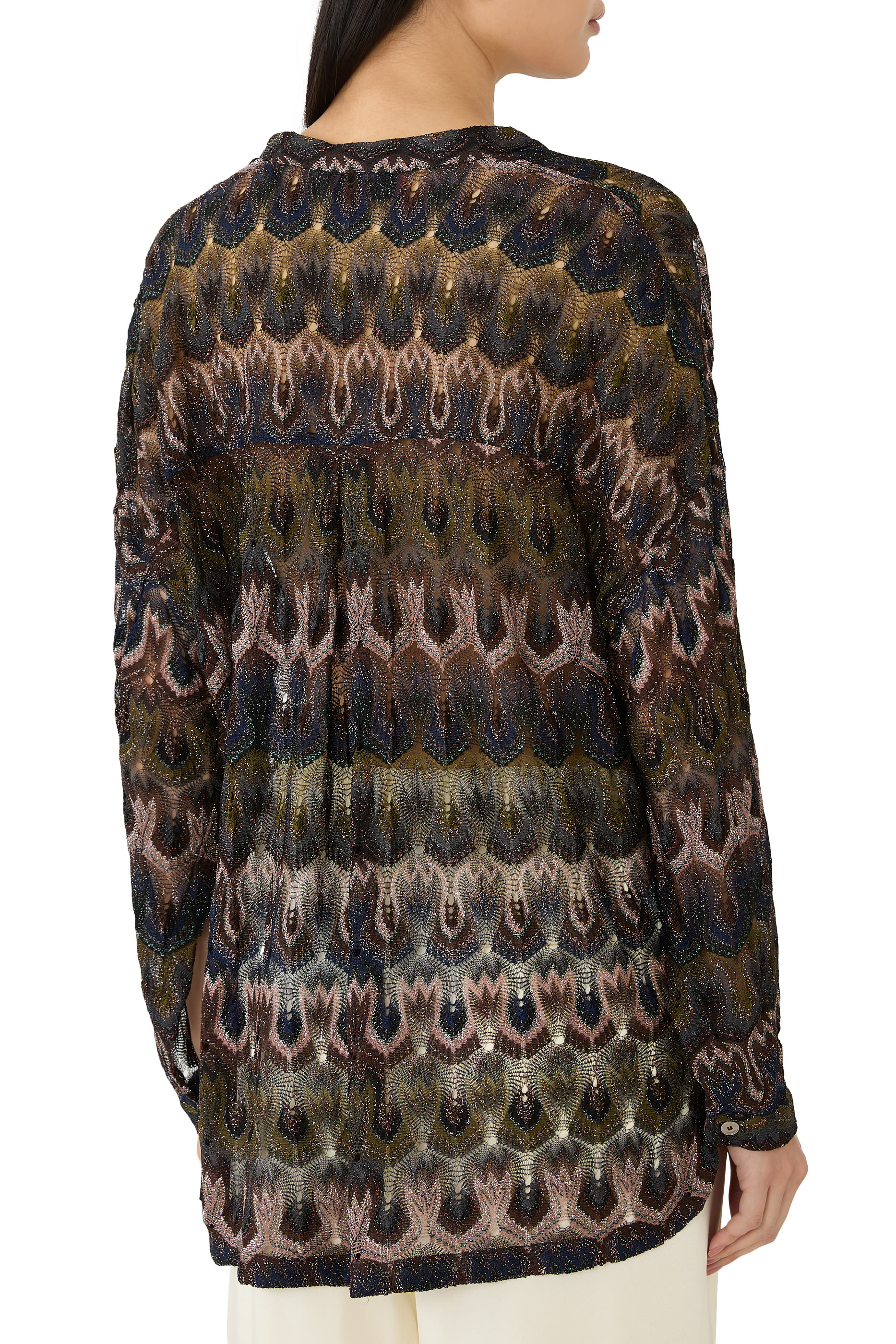 بلوزة بنقشة أرابيسك فيسكوز لامع