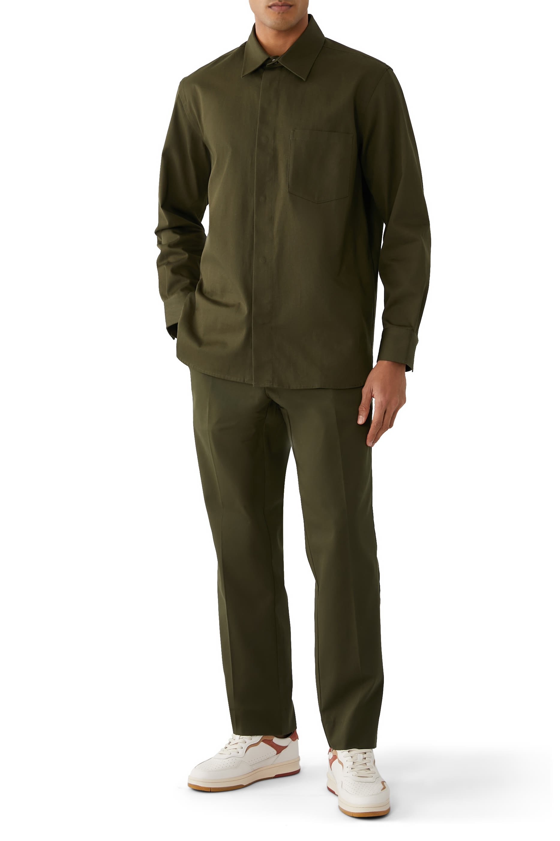 بنطال بقصة ساق مستقيمة تويل