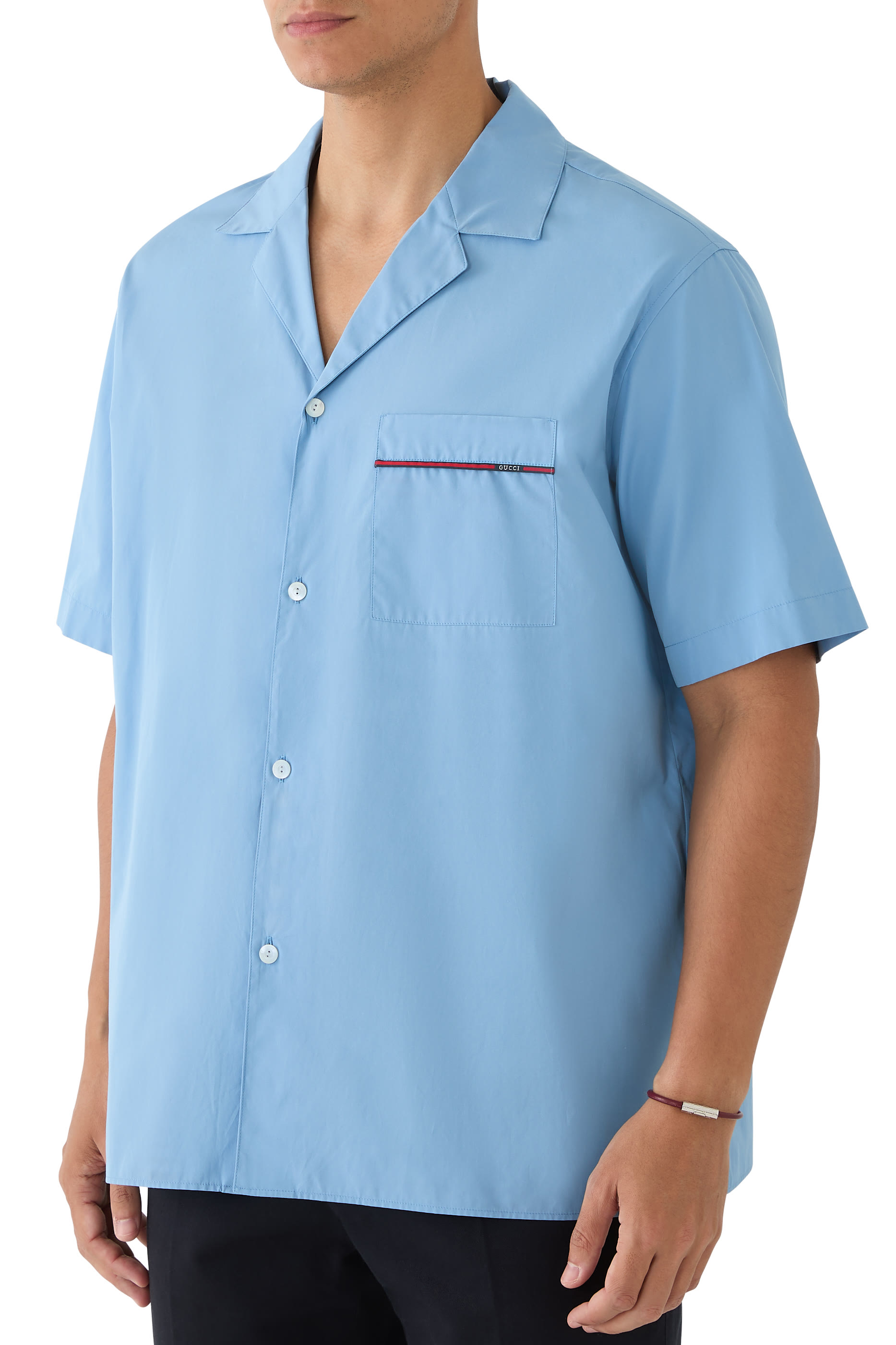 قميص مزين بشريط ويب قطن