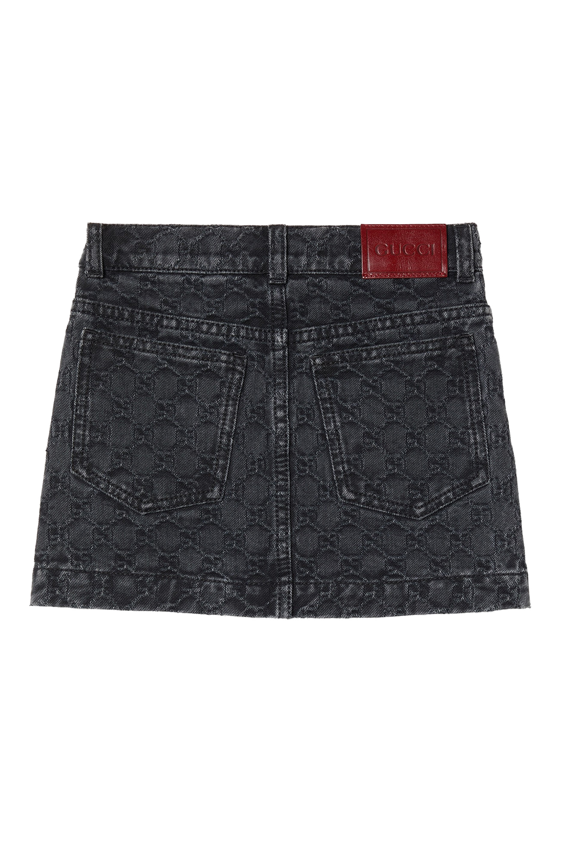 تنورة قصيرة دنيم بشعار حرفي الماركة للأطفال