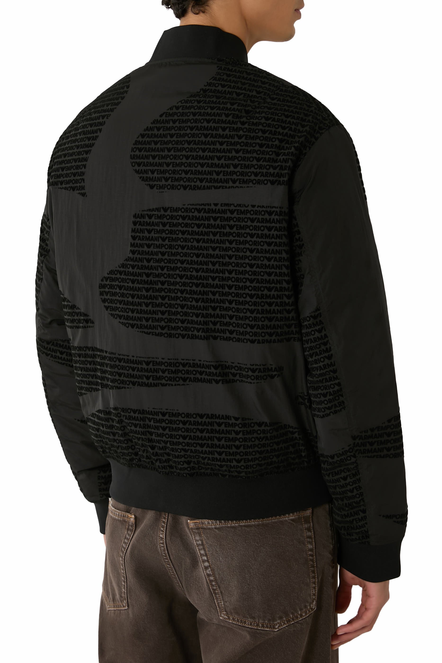 جاكيت بومبر مزين بشعار الماركة نايلون