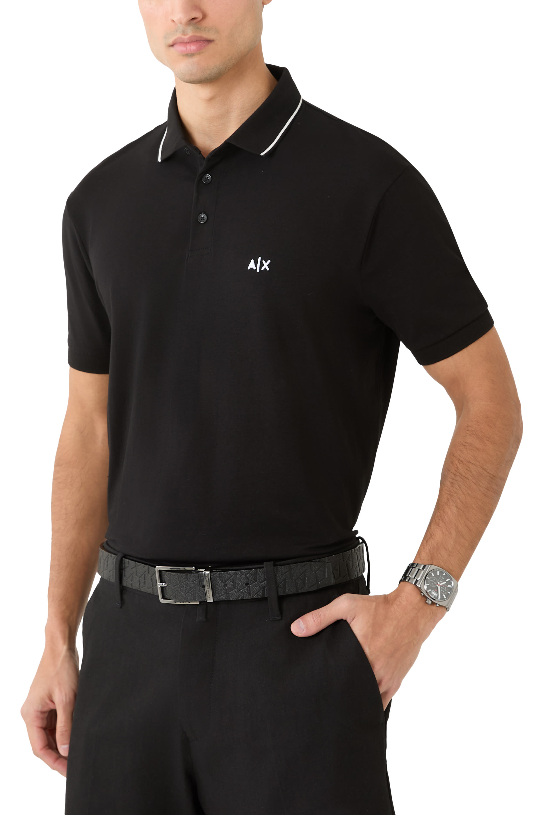 حزام بشعار الماركة جلد صناعي