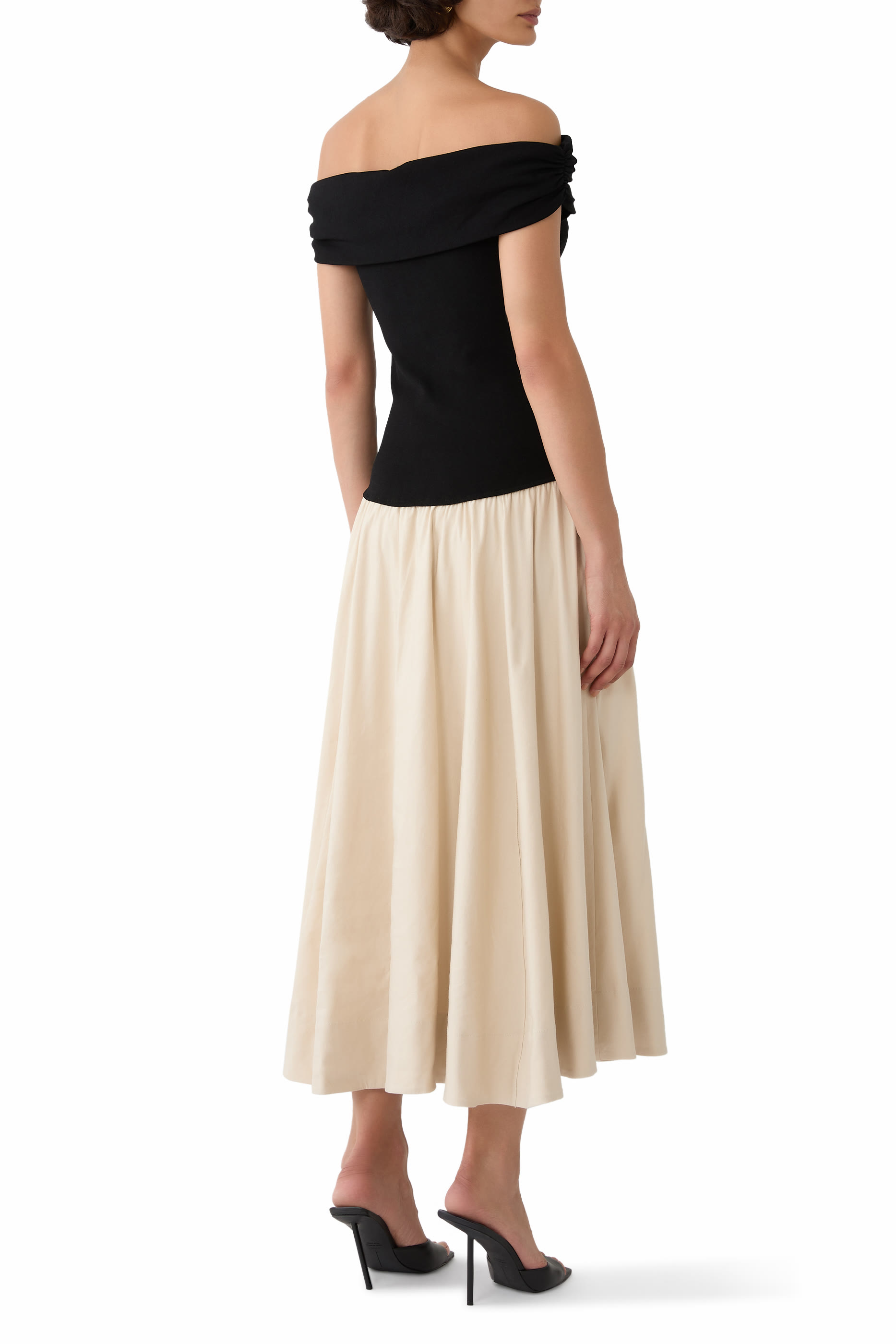 فستان أدلاين متوسط الطول كتان منسوج