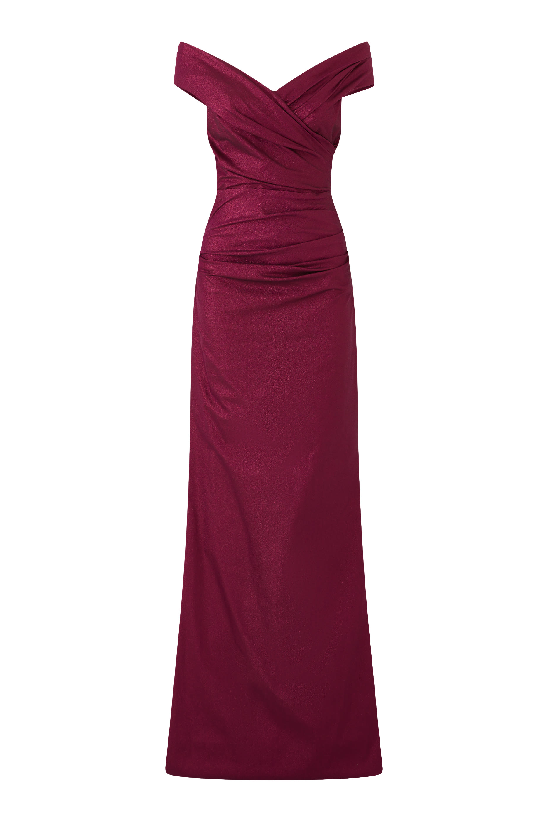 فستان سهرة بأكتاف مكشوفة تافيتا لامع مطاطي