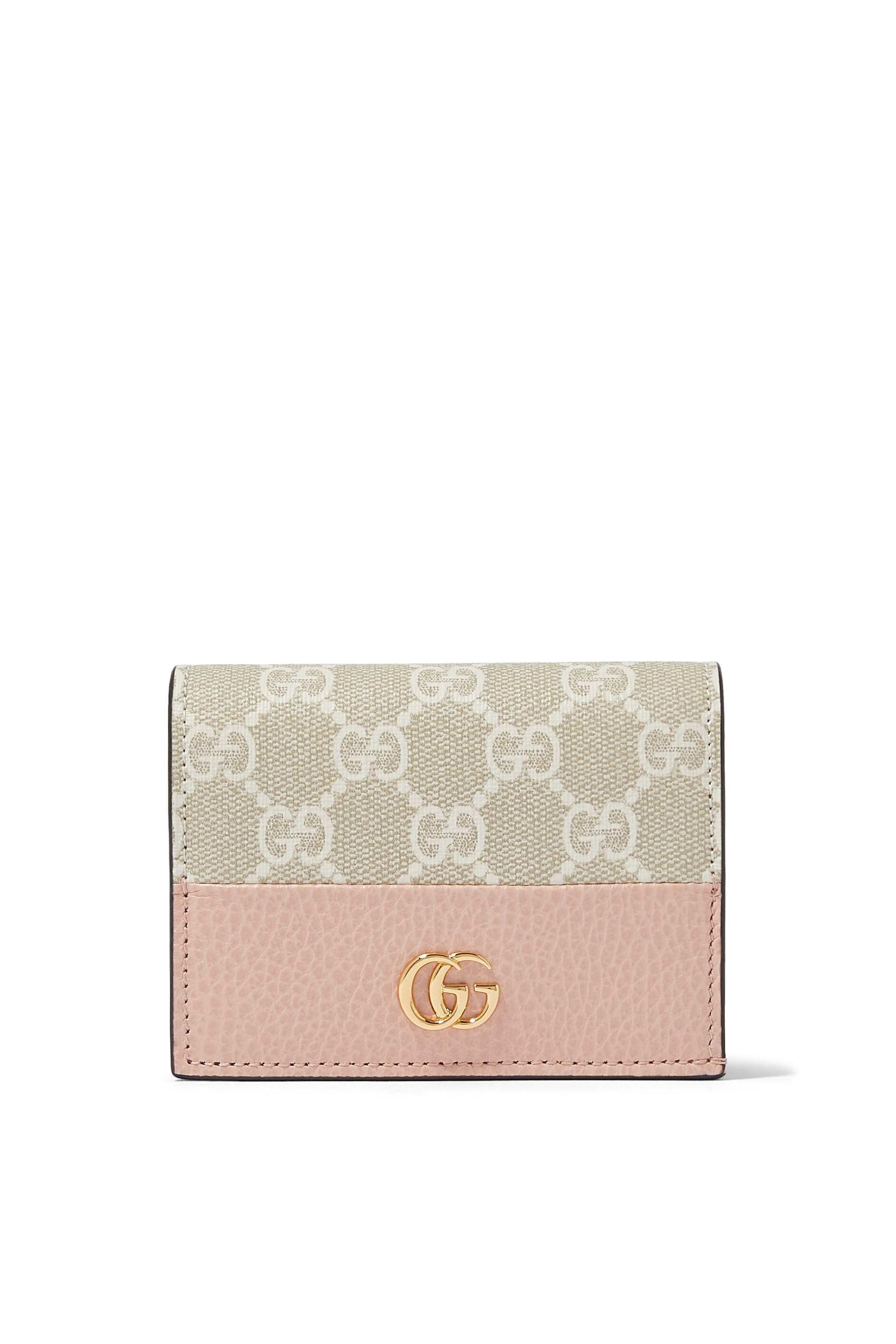 حافظة بطاقات جلد وقماش قنب سوبريم بنقشة حرفي شعار الماركة