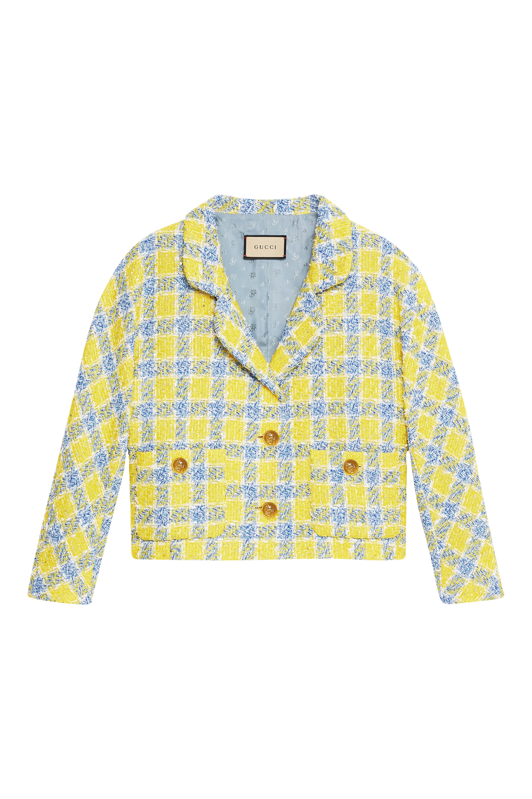 جاكيت بنقشة مربعات تويد لامع