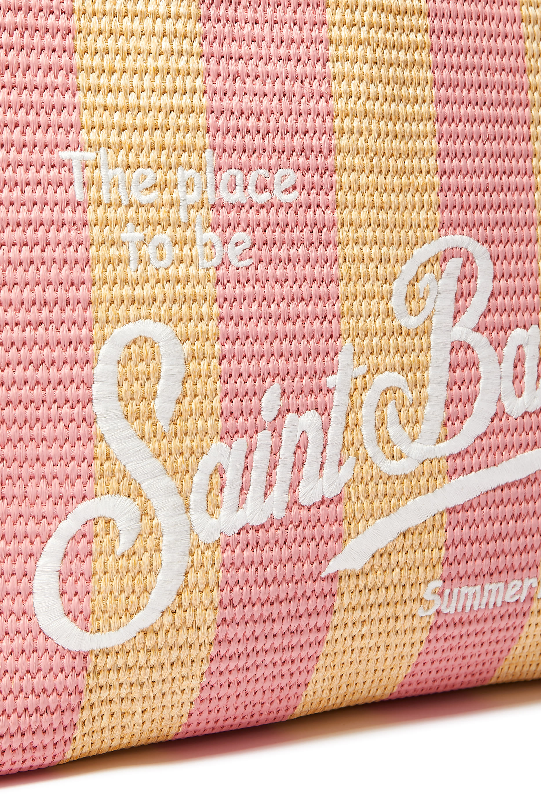 حقيبة شاطئ فانيتي قش بنقشة مخططة