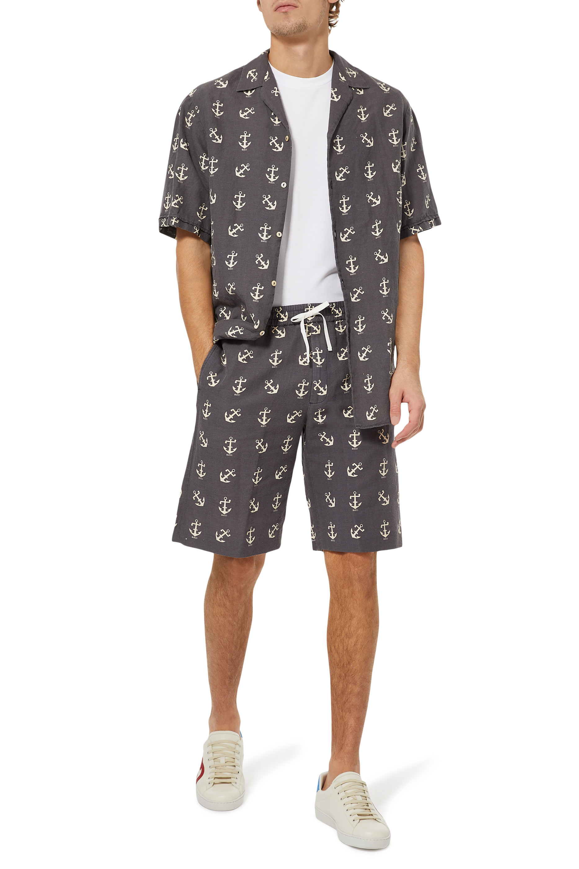 قميص بولينغ بنقشة مرساة