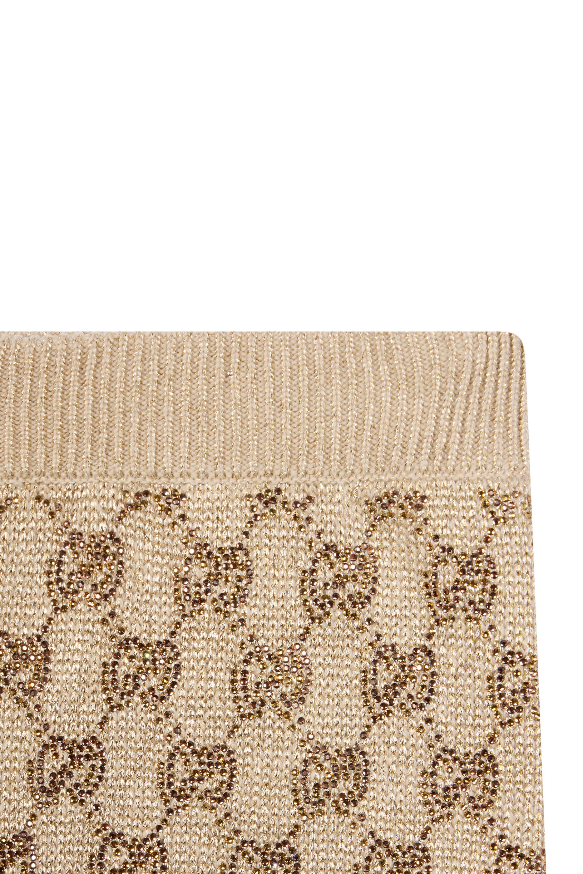 بنطال ليجر بنقشة شعار حرفي الماركة مرصع بالكريستال بالكامل 