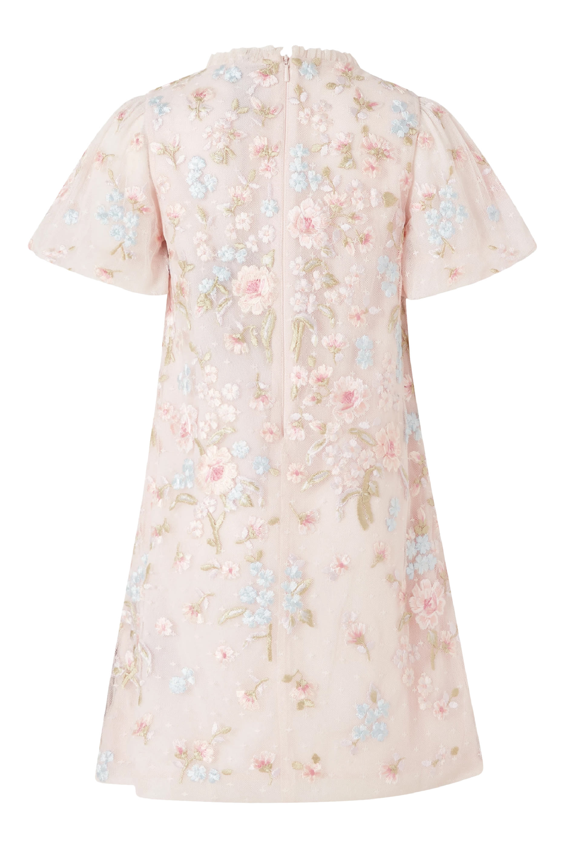 فستان بأكمام منفوخة ونقشة زهرة الفاوانيا للأطفال