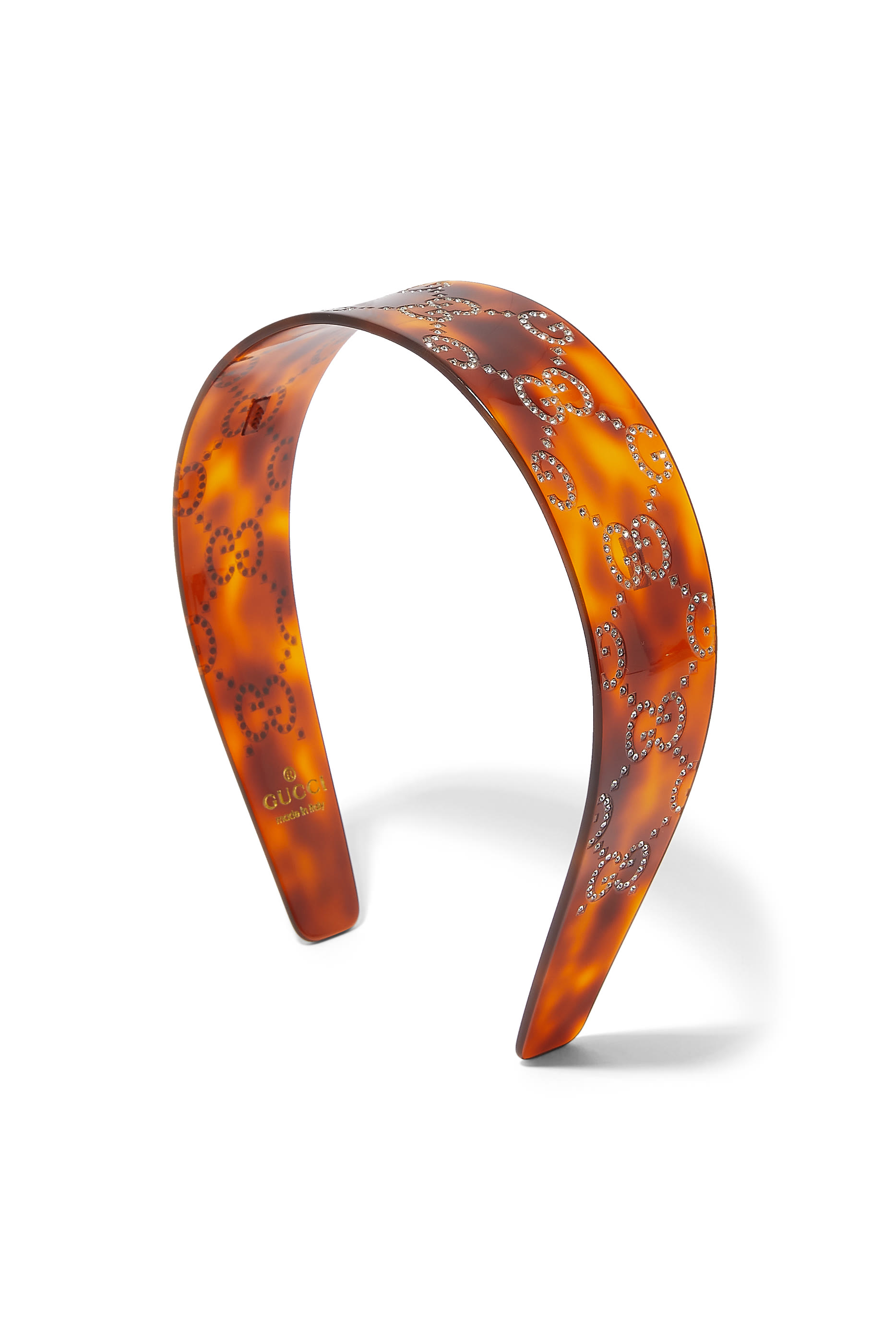 طوق رأس بحرفي شعار الماركة مرصع بالكريستال راتنج