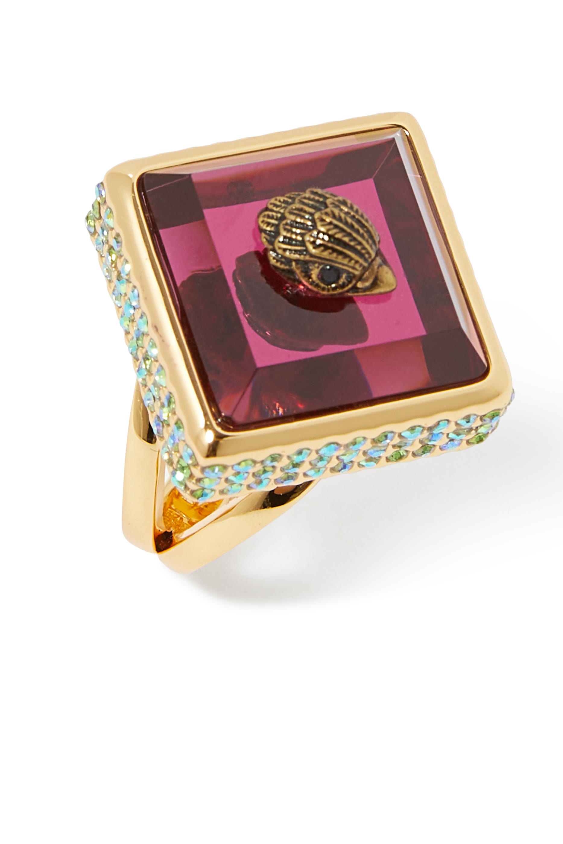 خاتم كوكتيل بتصميم مربع بشعار الماركة