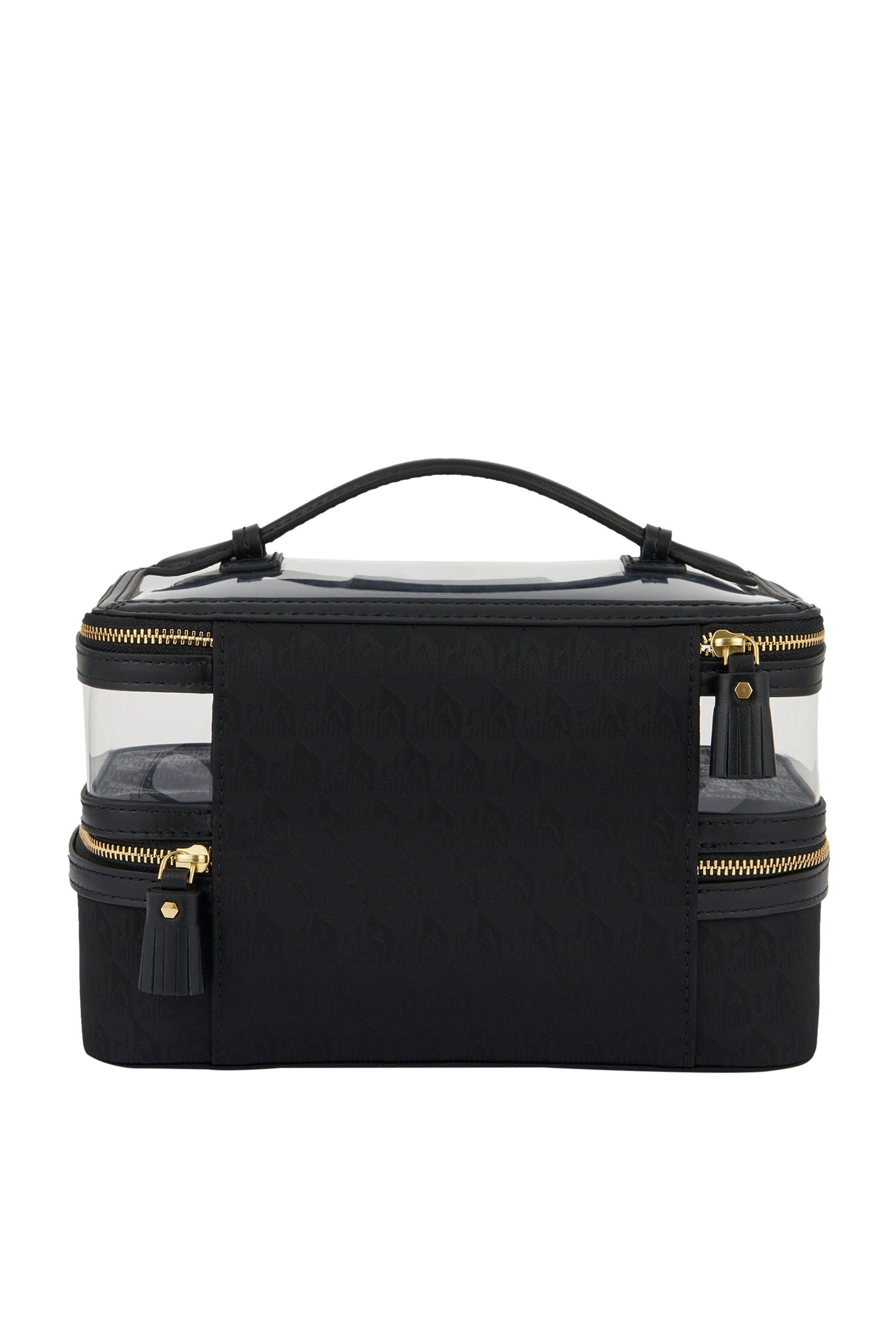 حقيبة ديكر صغيرة مزدوجة بشعار الماركة للمكياج