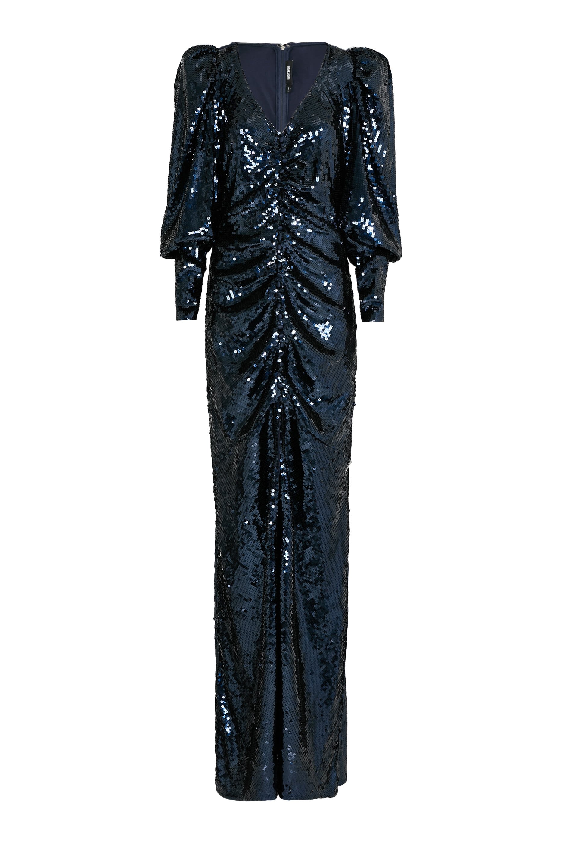 فستان طويل مزين بترتر