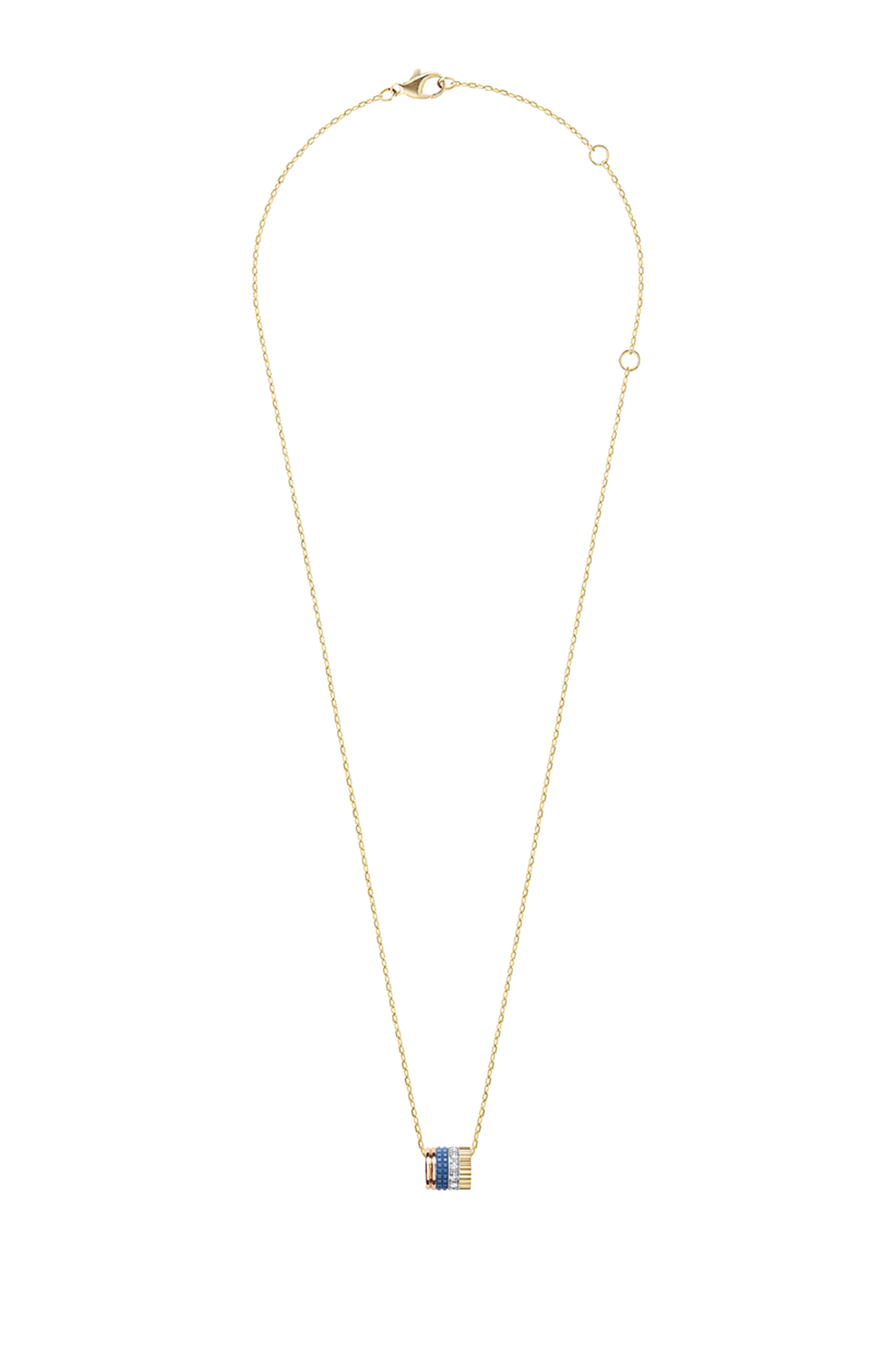 قلادة إصدار كاتر بحلية صغيرة مرصعة بالسيراميك الأزرق ذهب أصفر، ذهب أبيض، ذهب وردي عيار 18