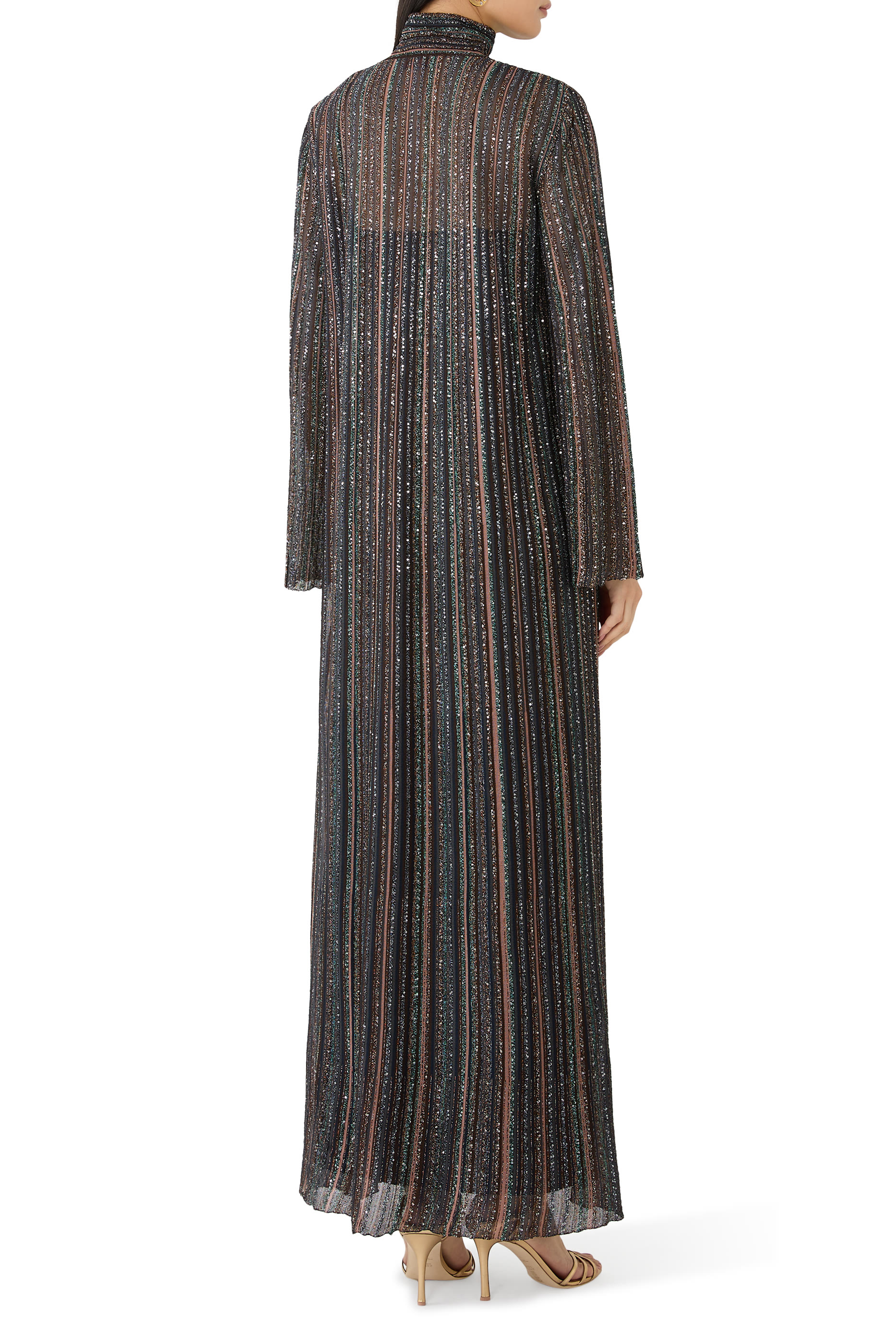 قفطان بأكمام واسعة فيسكوز مضلع لامع