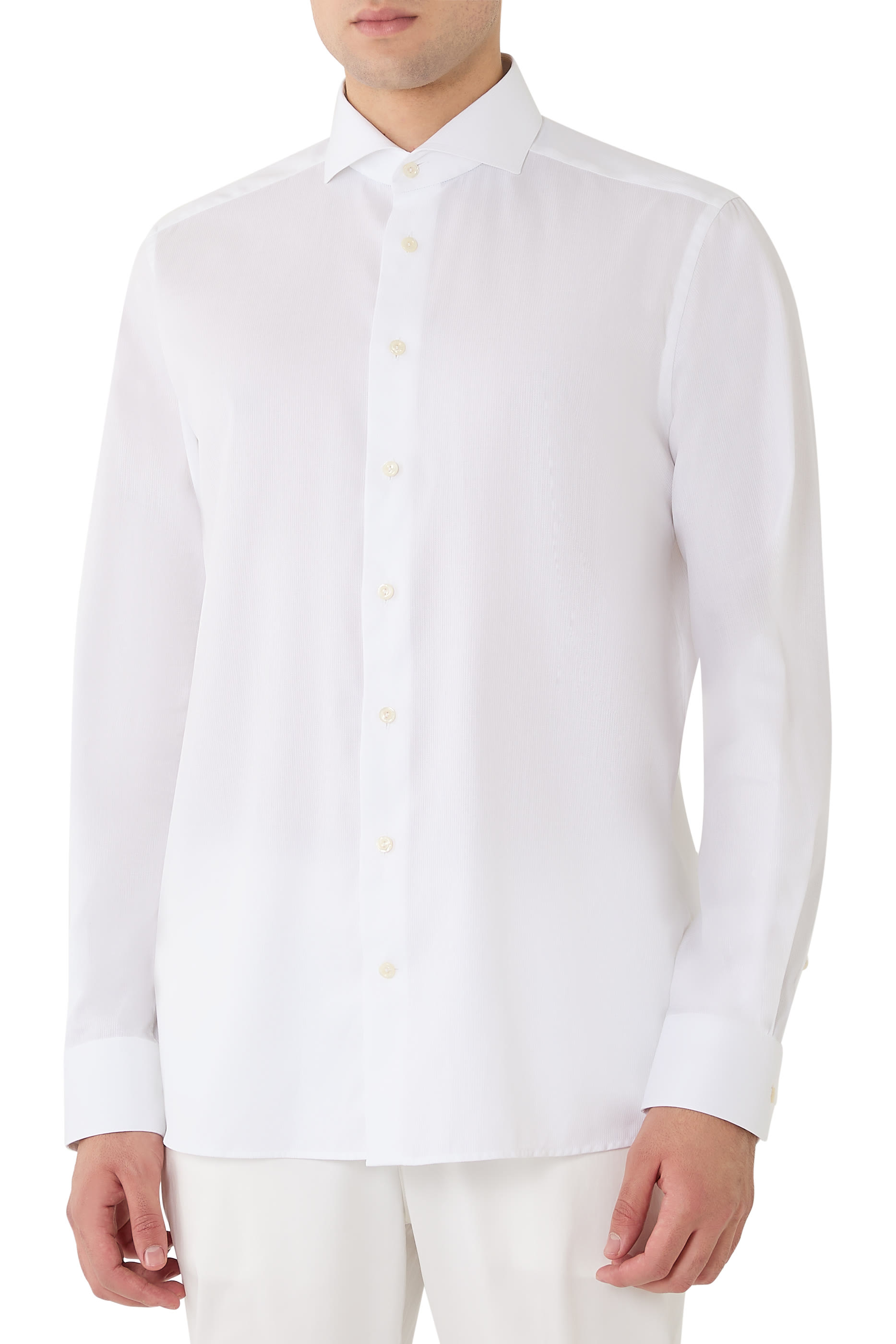 قميص دوبي مميز للماركة بلون شبه سادة