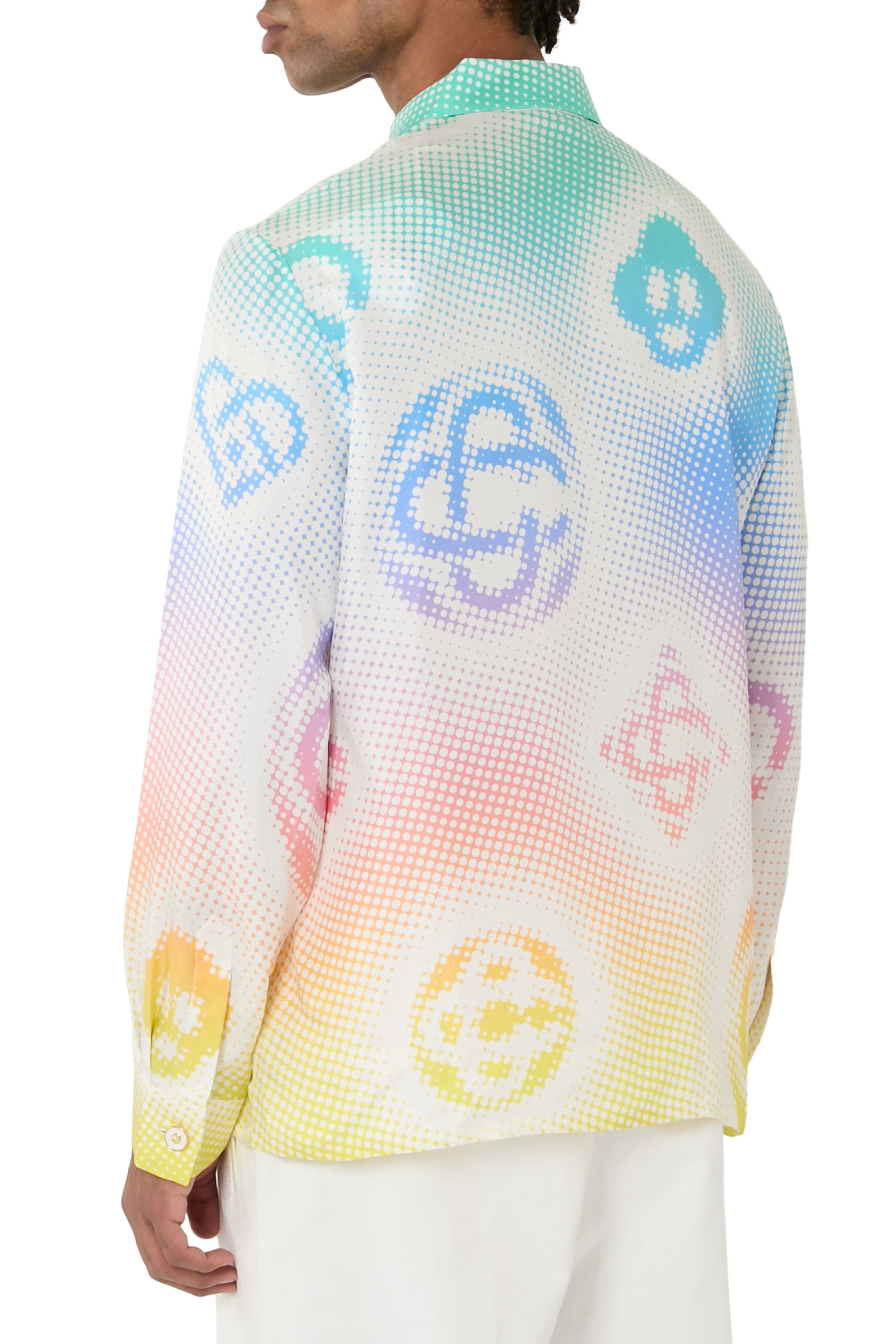 Halftone Logo Long Sleeves Silk Shirt