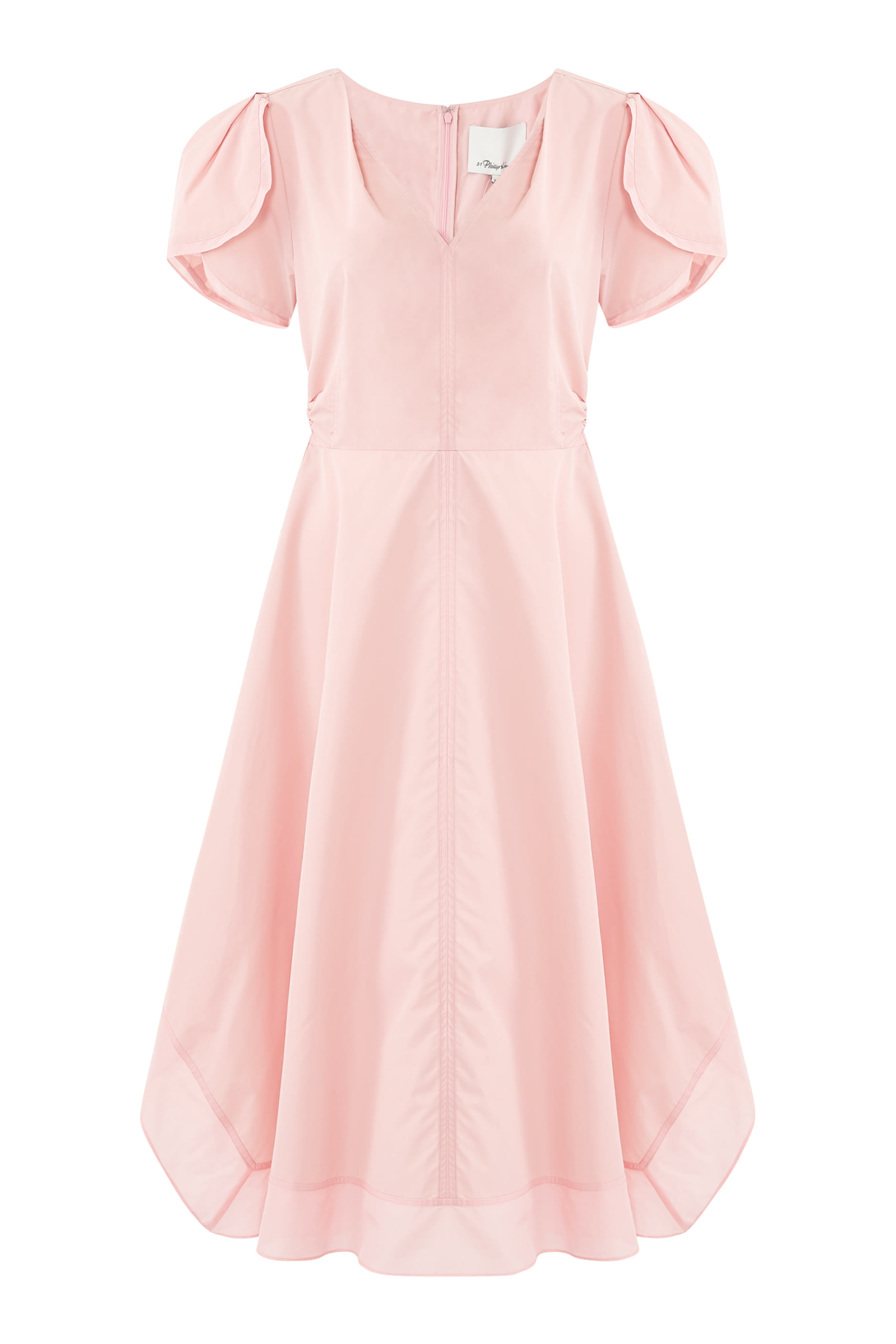 فستان بياقة V وأكمام بتصميم توليب