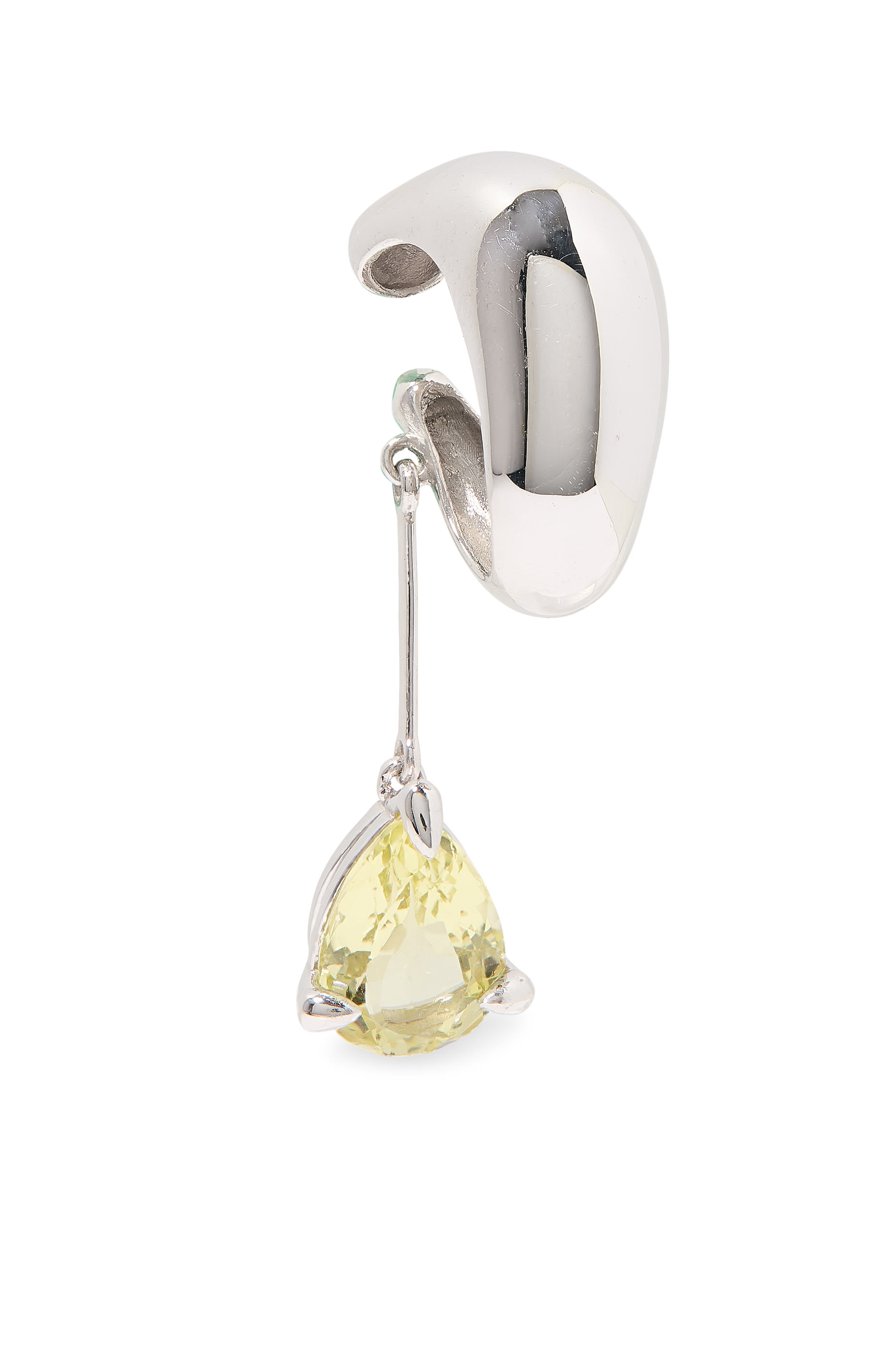 قرط ألين متدلي مفتوح مرصع بحجر كوارتز ليموني