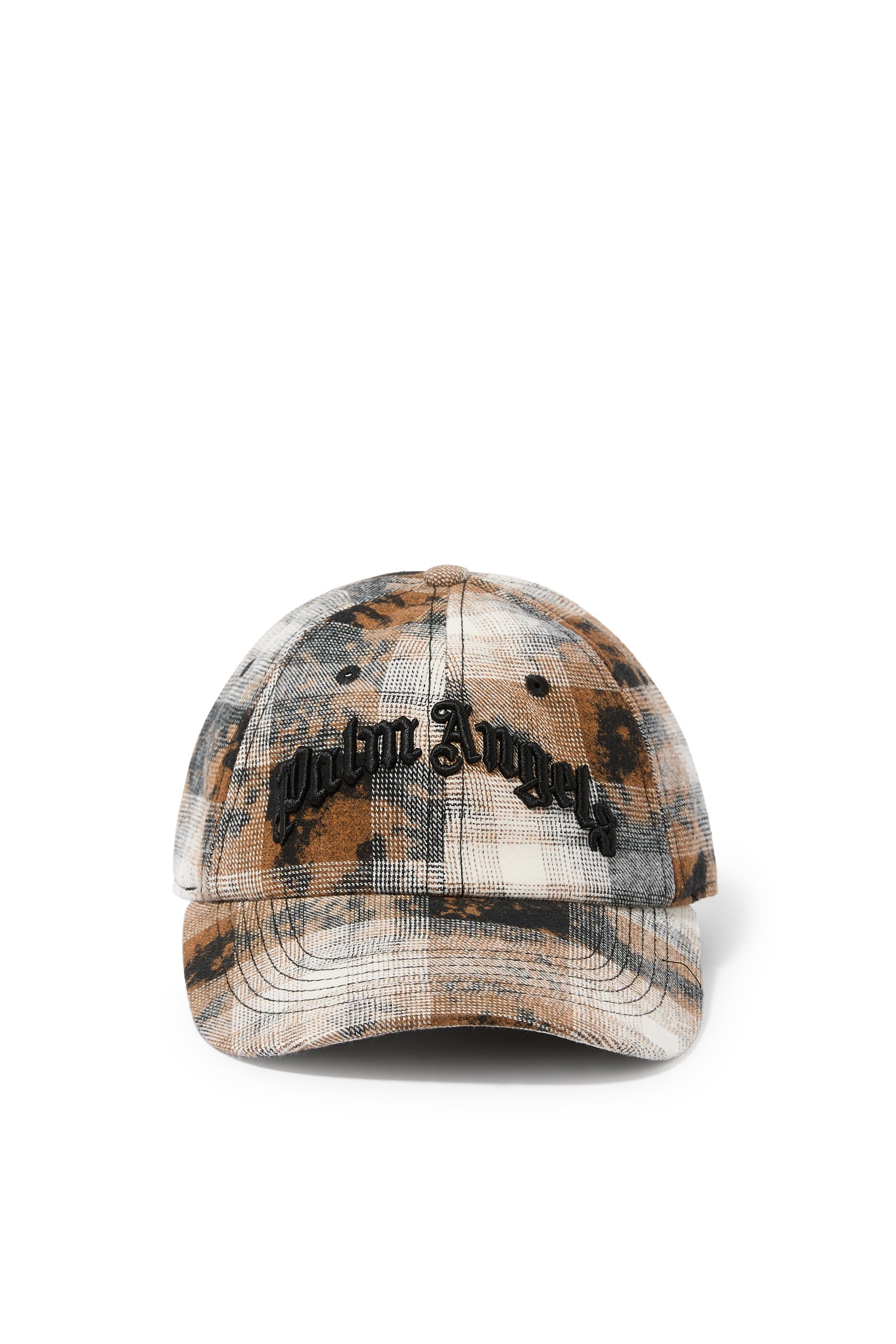 كاب بنقشة مربعات وشعار الماركة بتصميم مقوس