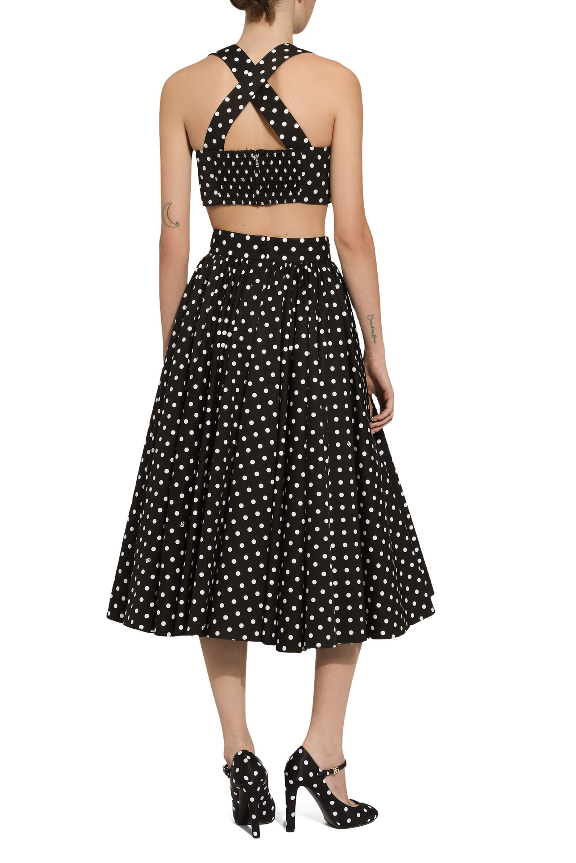 تنورة سيركل بنقشة نقاط بولكا