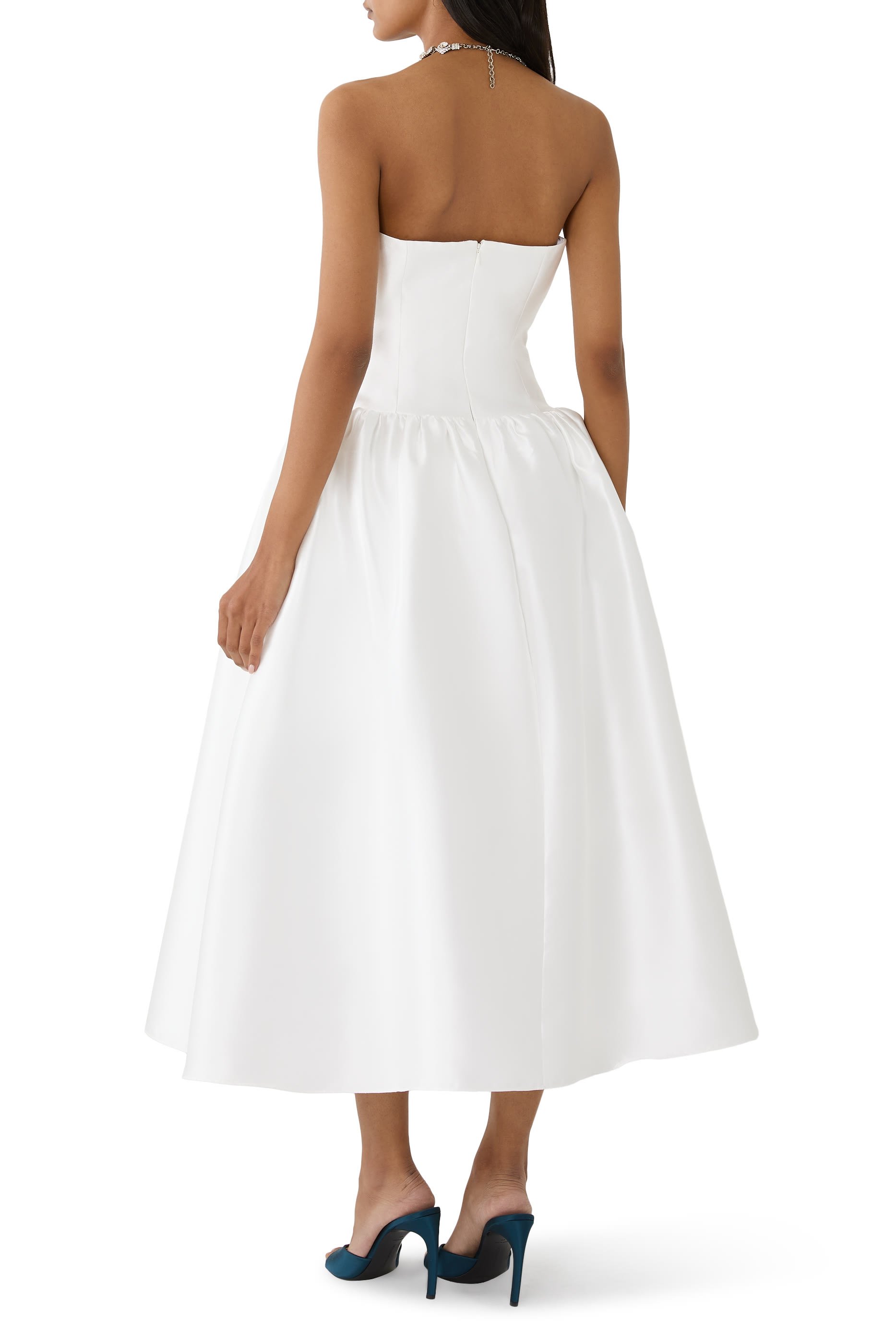 Taffeta Strapless Midi Dress