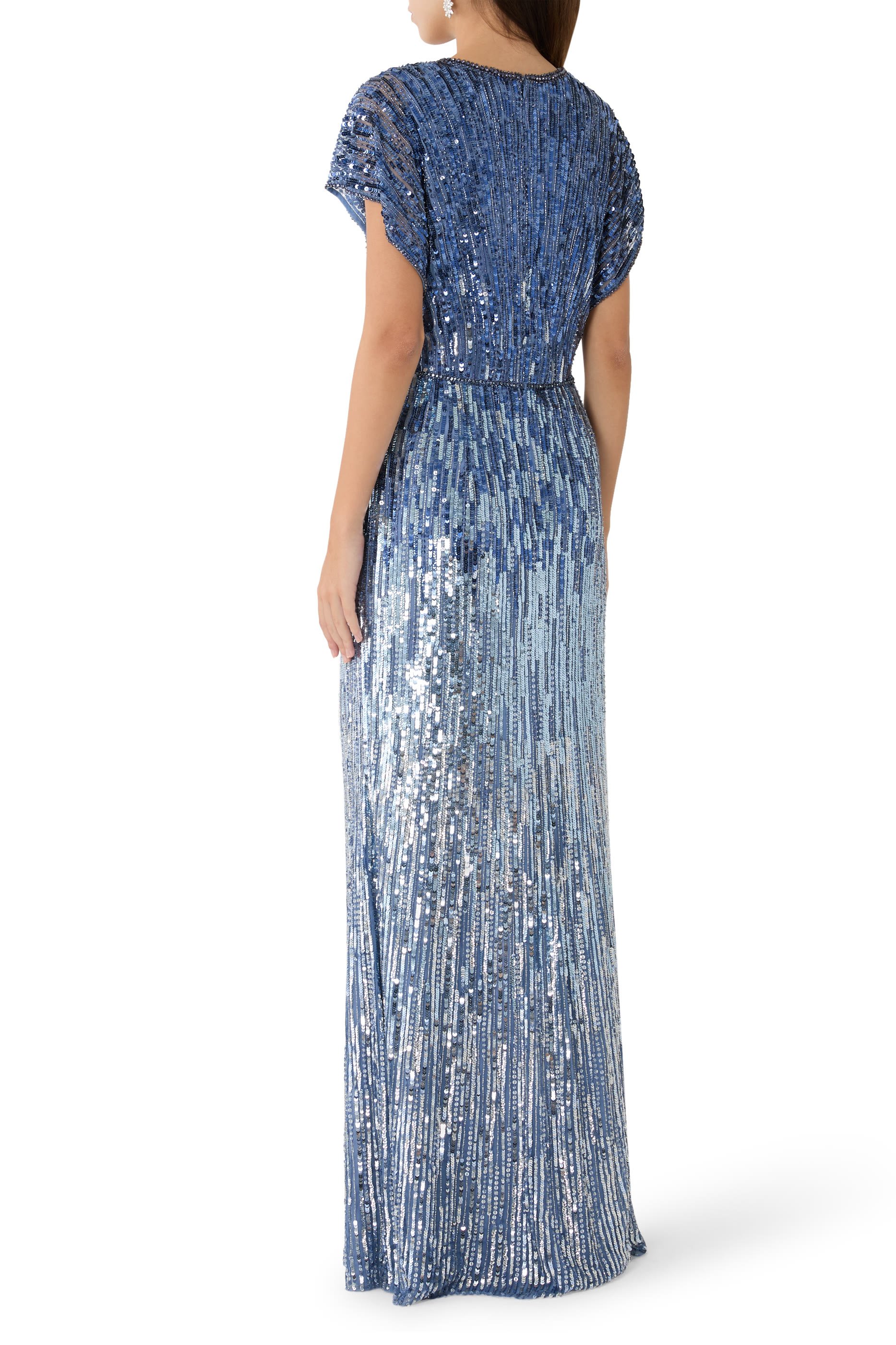 فستان سهرة داسك بياقة V