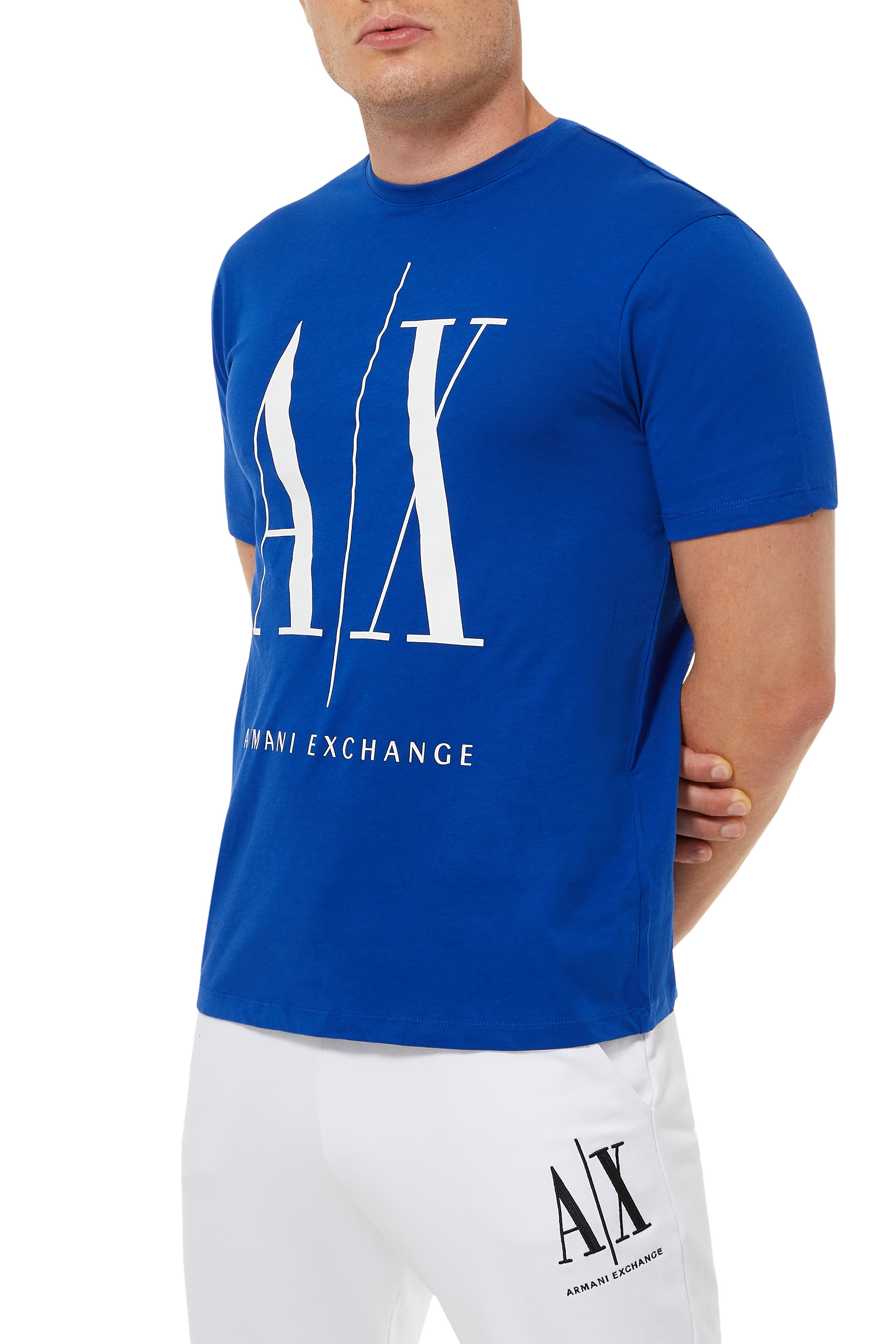 تي شيرت قطن بفتحة رقبة مستديرة وشعار A | X