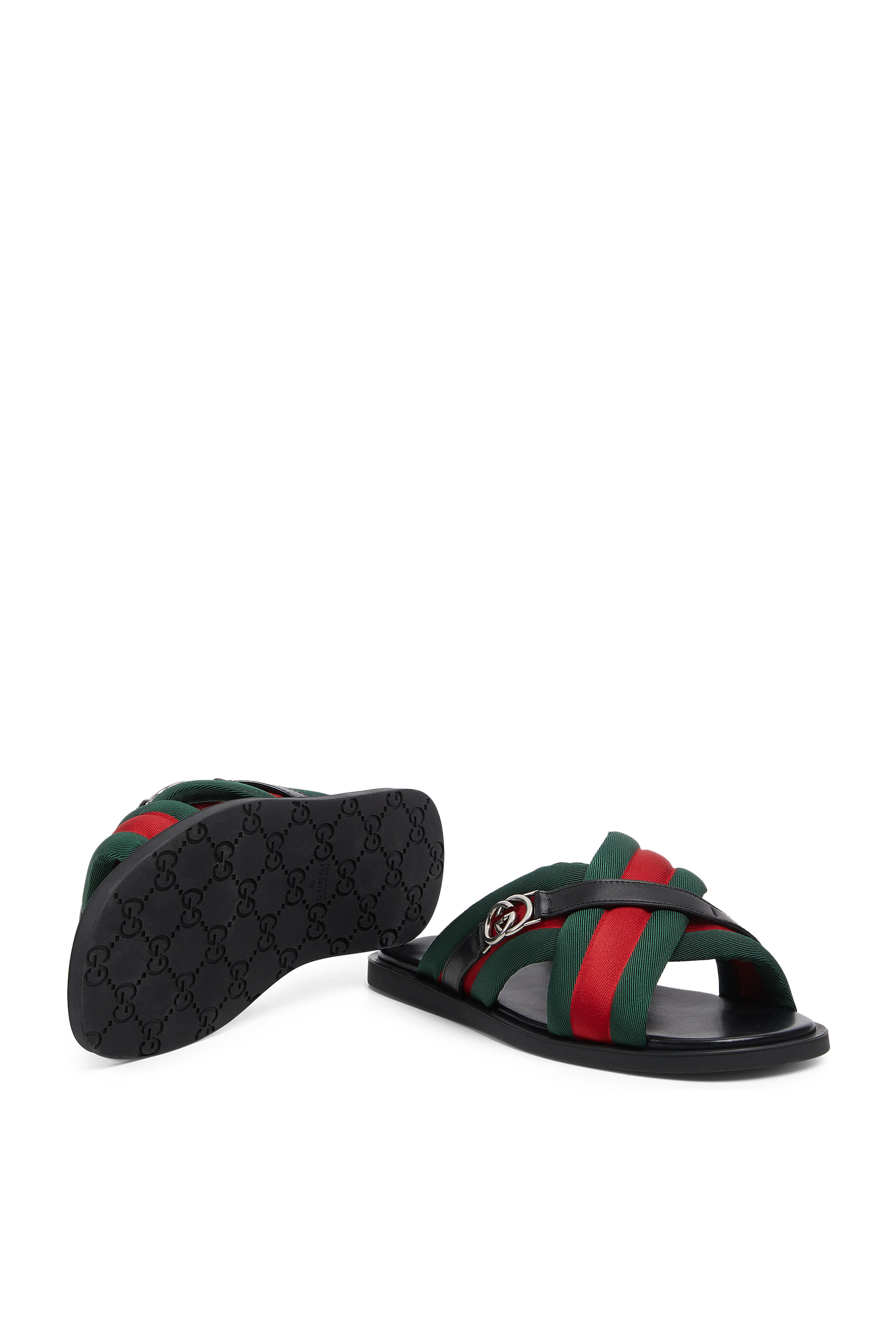 صندل بشريط ويب وحلية حرفي شعار الماركة